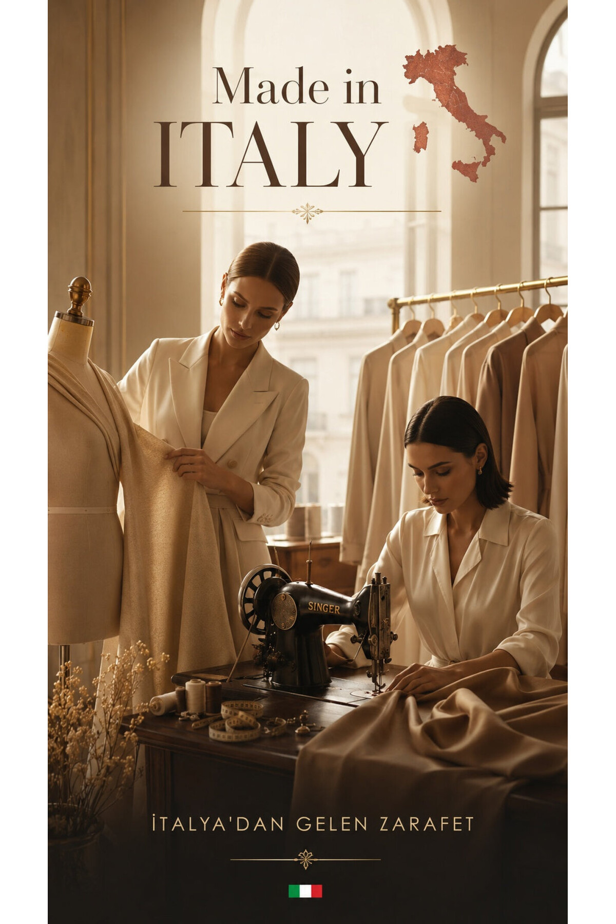 Cherry | İtalyan Çiçek Desenli Kat Kat Volanlı Elbise Bamboo