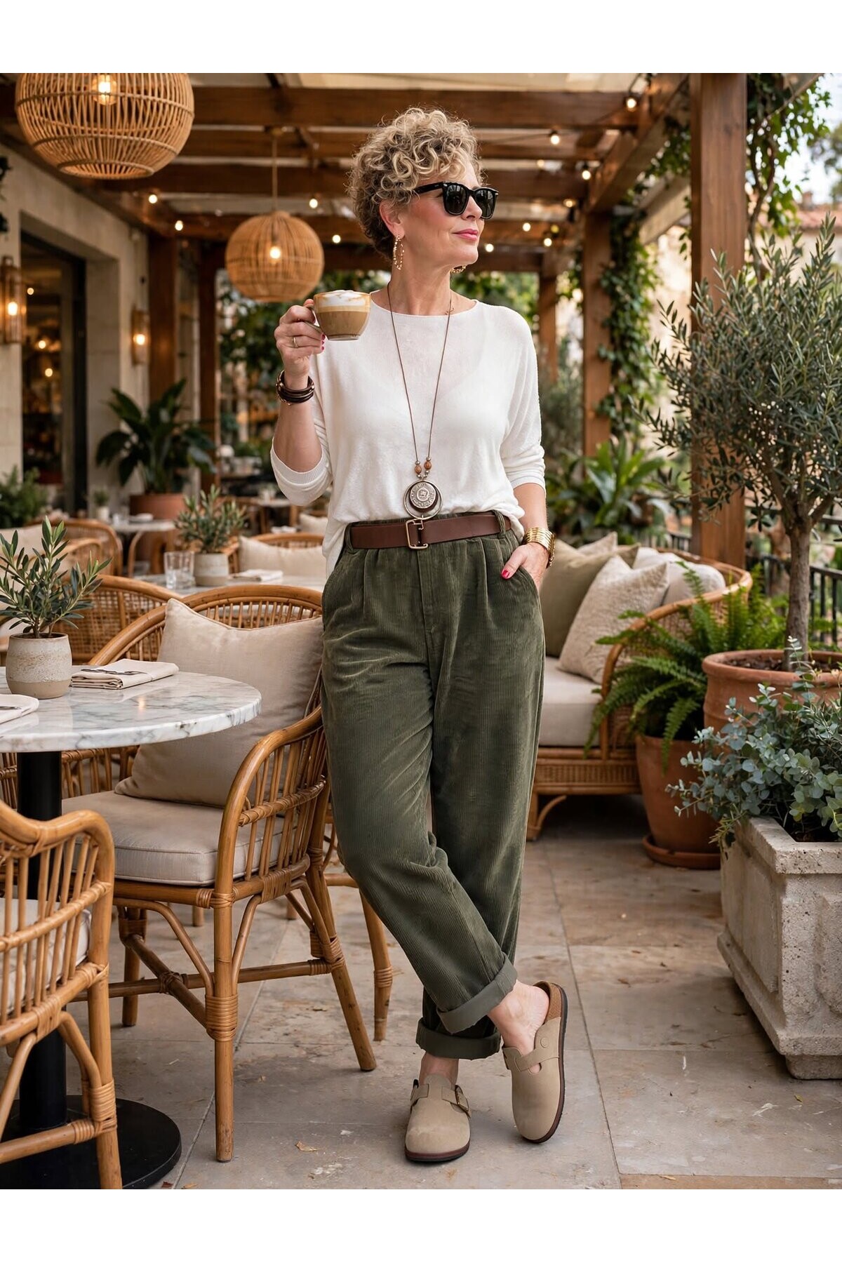 Pier | İthal Şönil Kemerli Havuç Kesim Pantolon Khaki