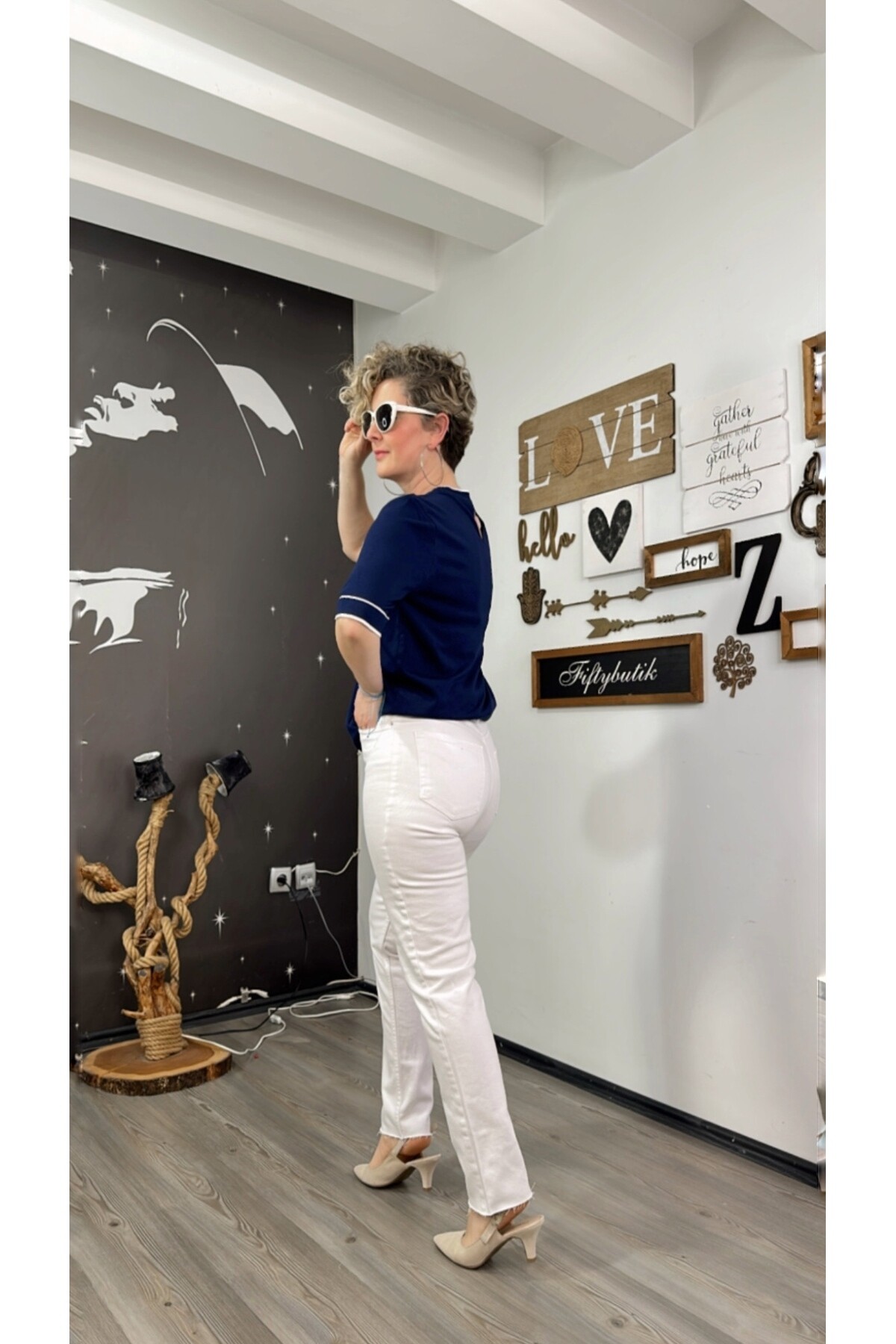 Tps Shop Mom Fit Kesik Paça Beyaz