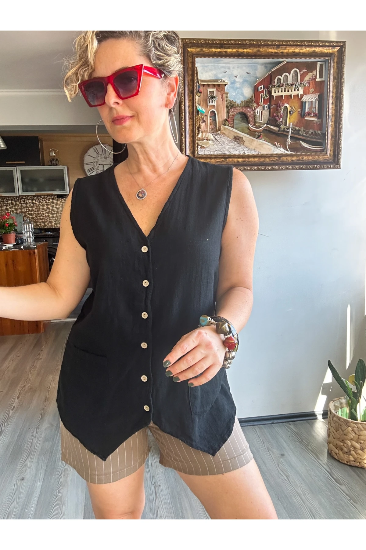 Ugo Tasarım Bluz Yelek Siyah