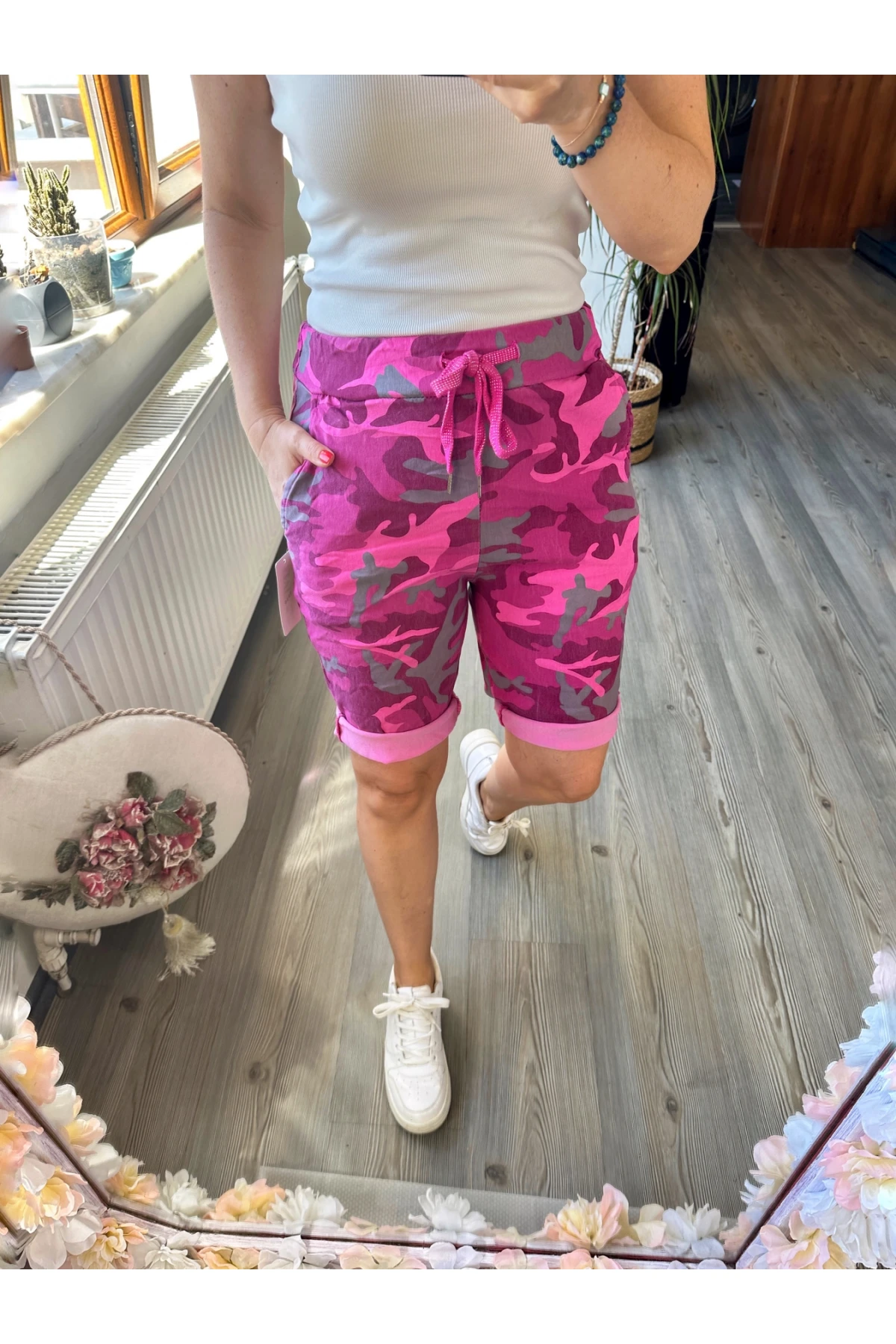 Vito İtalyan Kamuflaj Pembe Şort