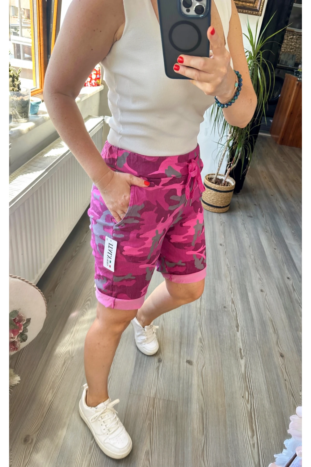 Vito İtalyan Kamuflaj Pembe Şort