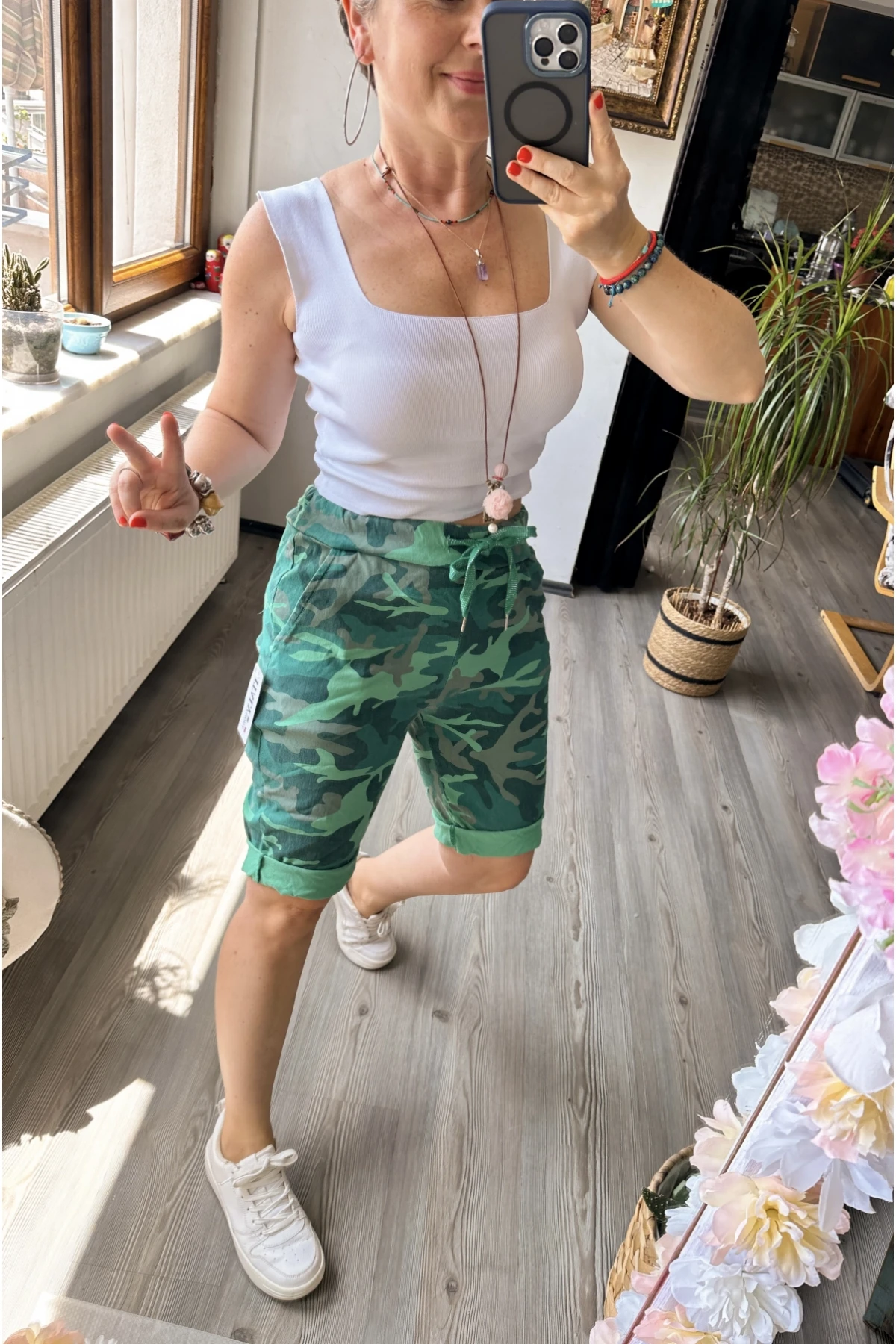 Vito İtalyan Kamuflaj Yeşil Şort