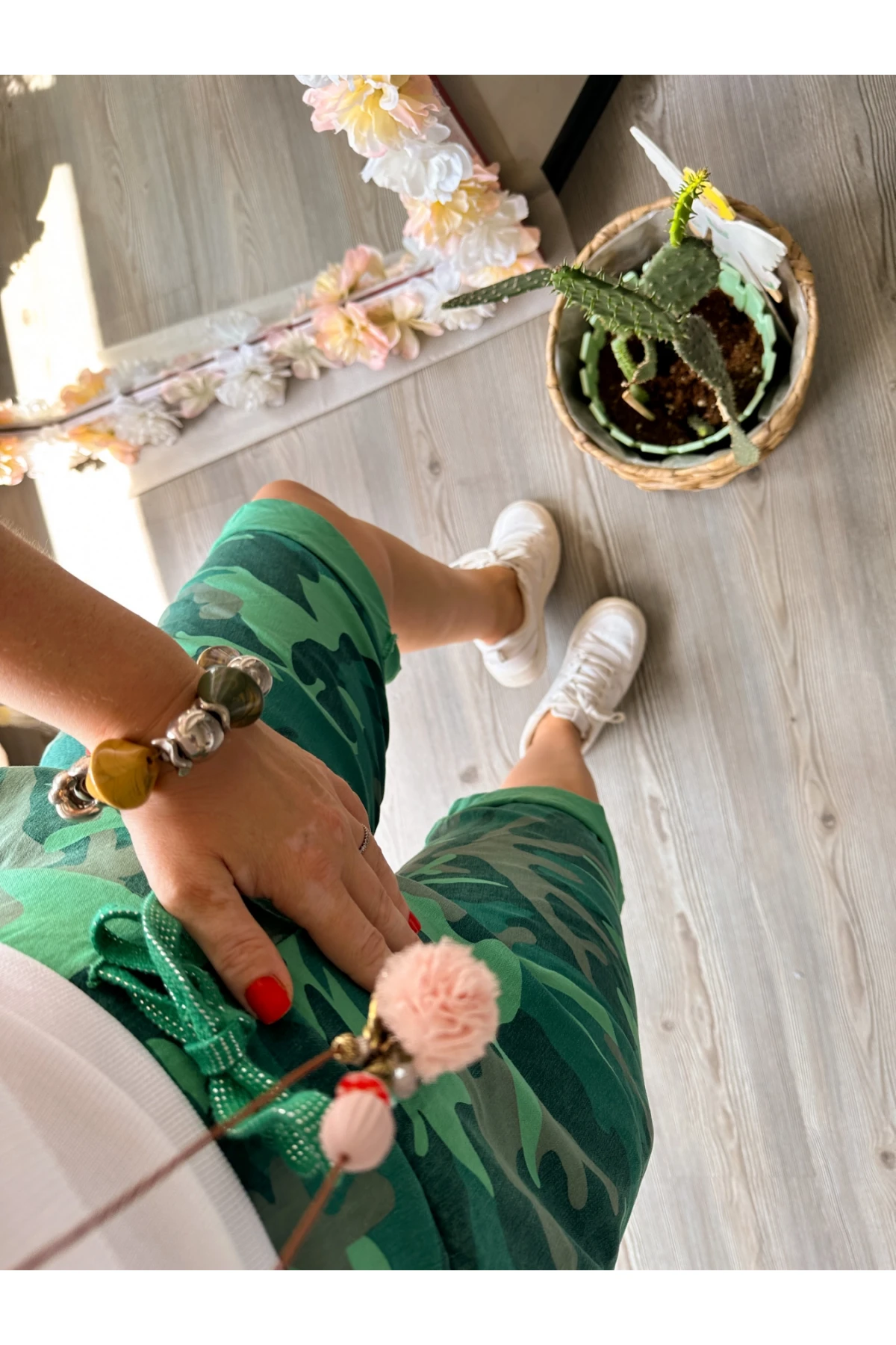 Vito İtalyan Kamuflaj Yeşil Şort