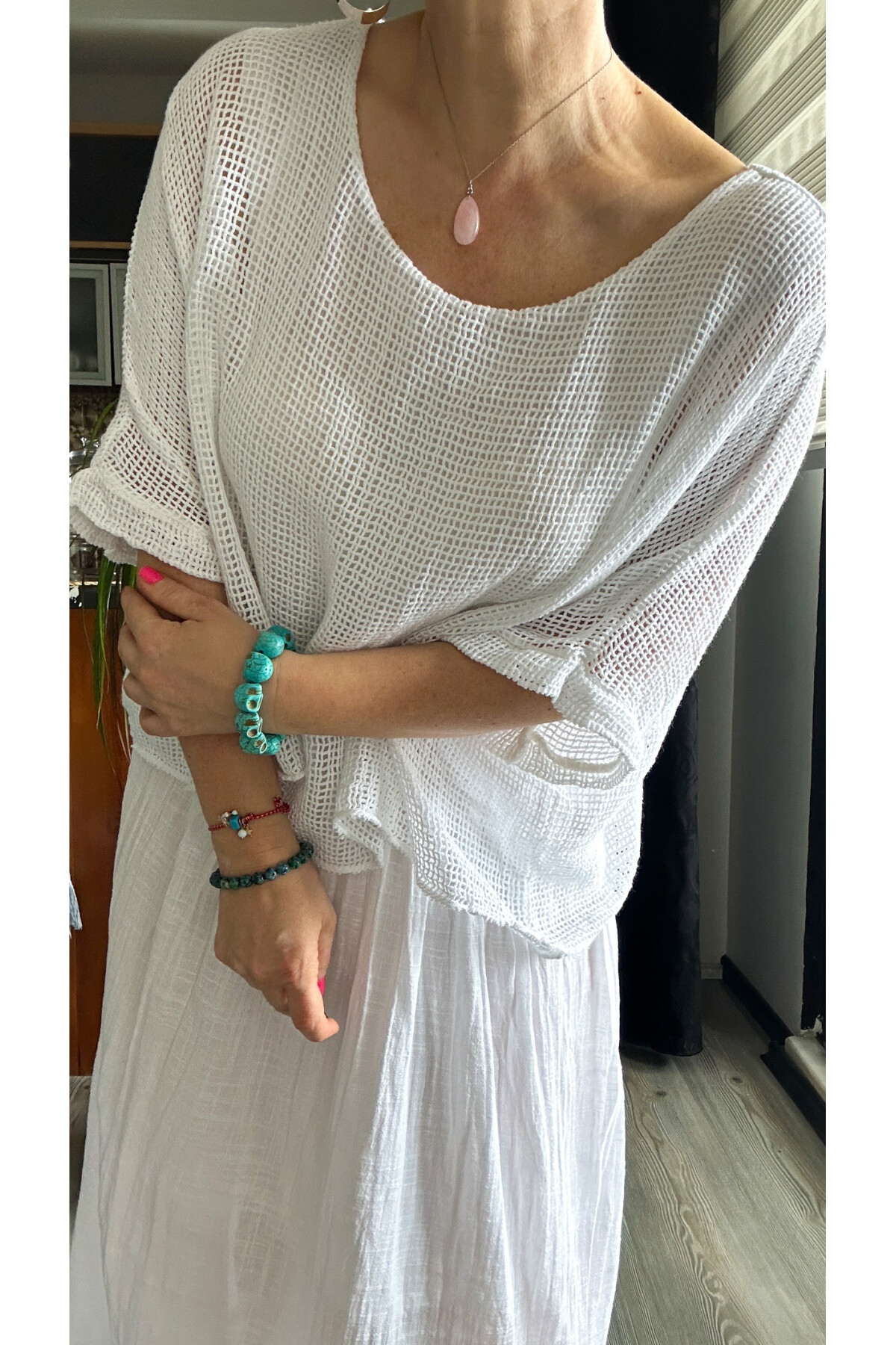 Abitare İtalyan Fisto File Detay Vip Elbise Beyaz