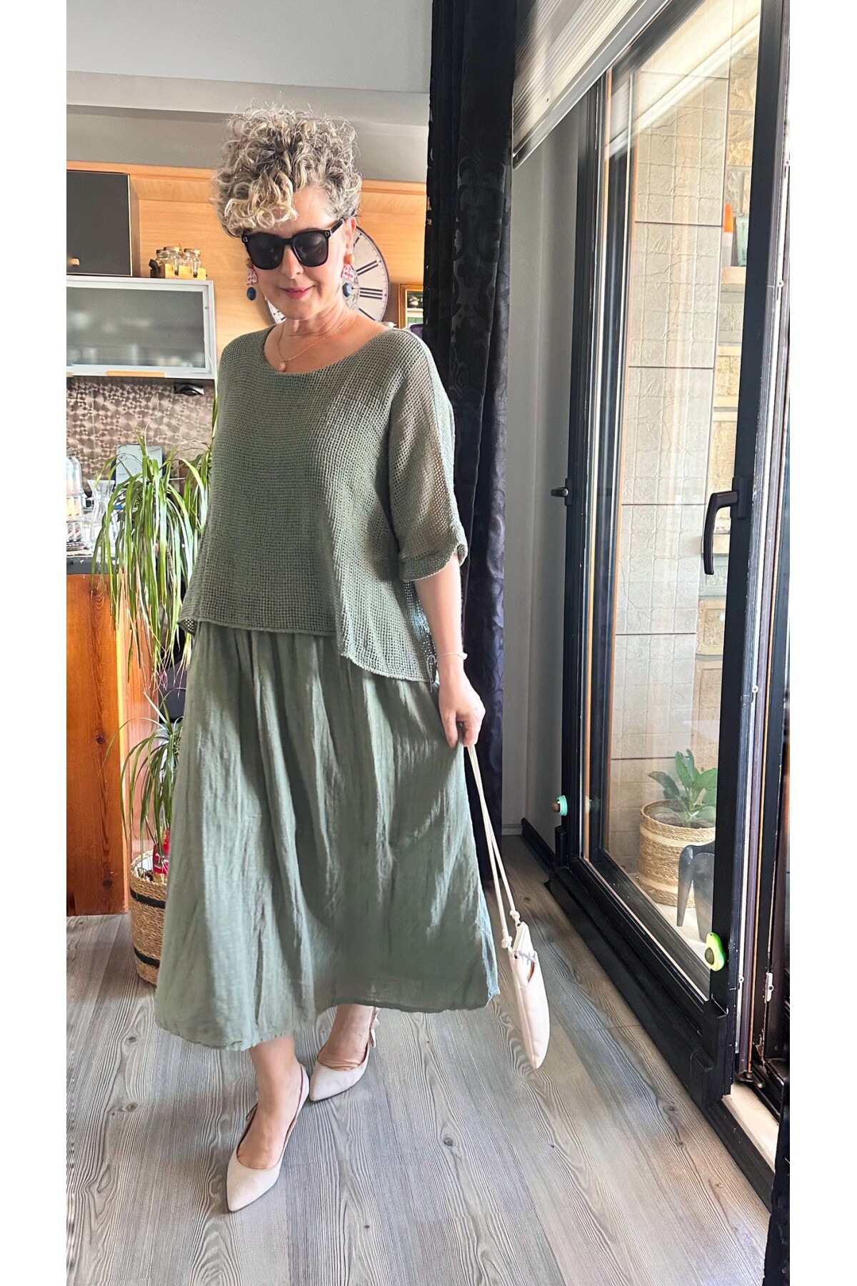 Abitare İtalyan Fisto File Detay Vip Elbise Haki