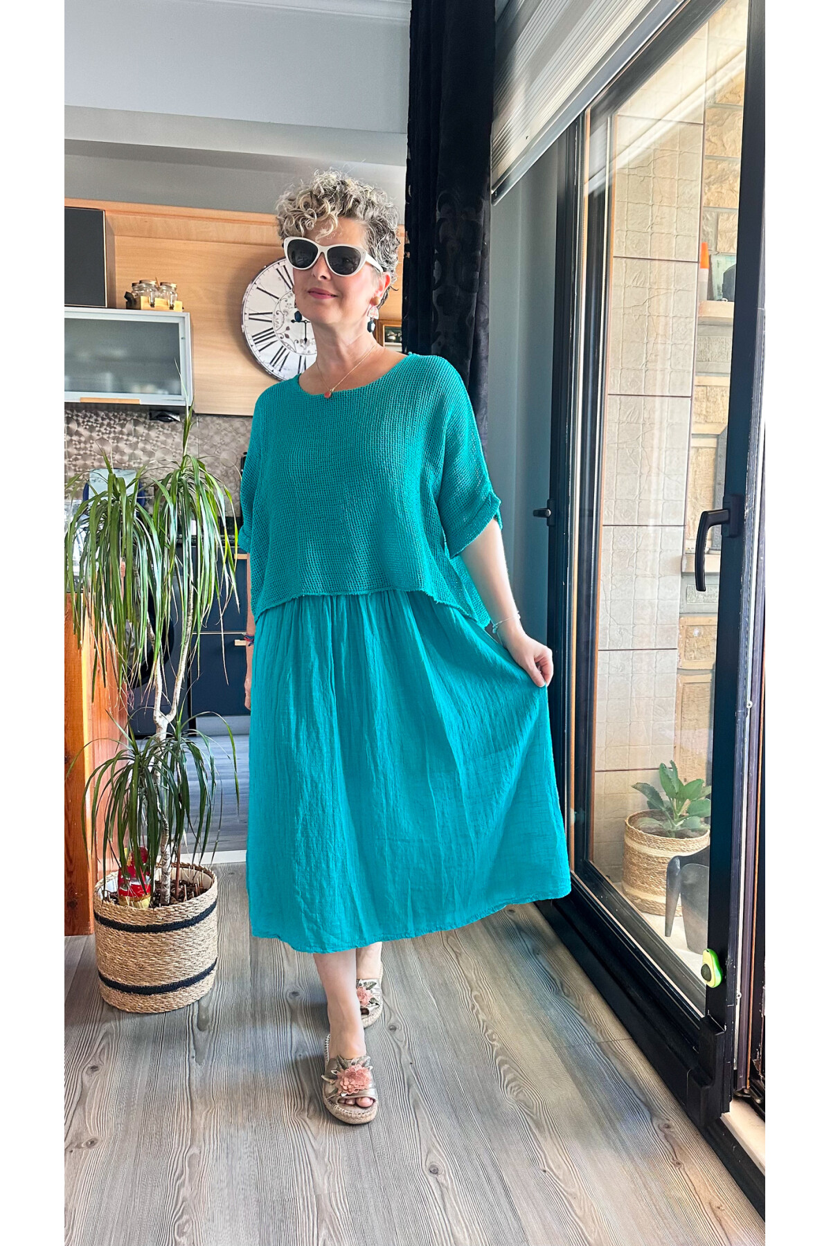 Abitare İtalyan Fisto File Detay Vip Elbise Mint