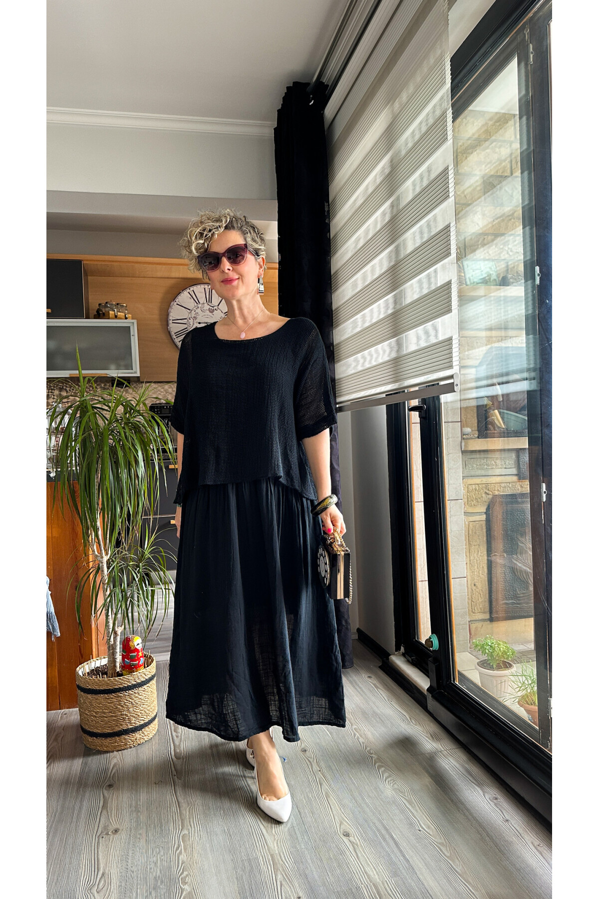 Abitare İtalyan Fisto File Detay Vip Elbise Siyah