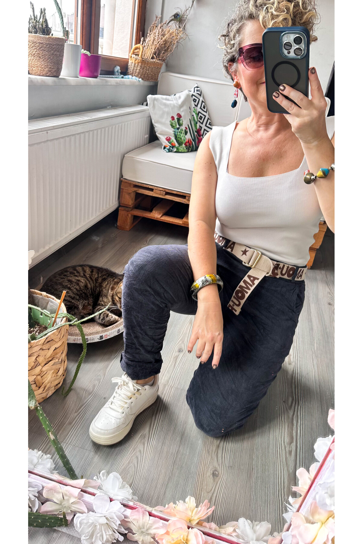 Amour İtalyan Sihirli Kemer Detaylı Pantolon Dark Grey