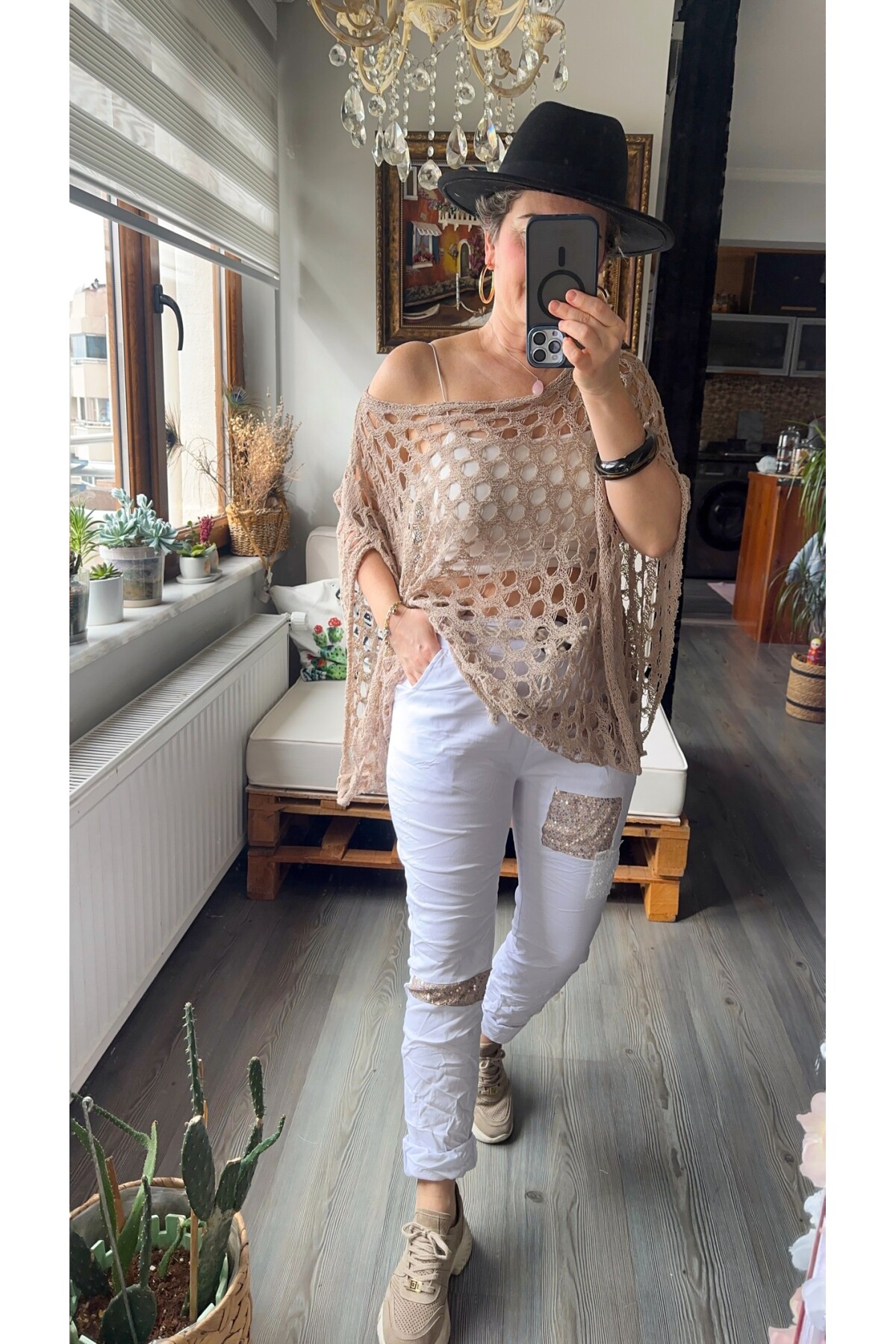 Cappo İtalyan Tokalı İp Detaylı Pul Şeritli Pantolon Beyaz