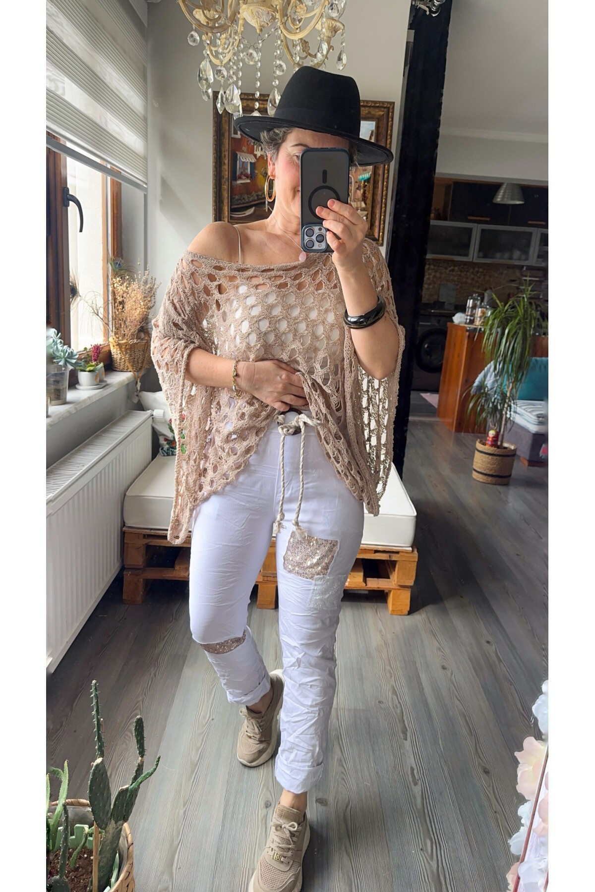 Cappo İtalyan Tokalı İp Detaylı Pul Şeritli Pantolon Beyaz