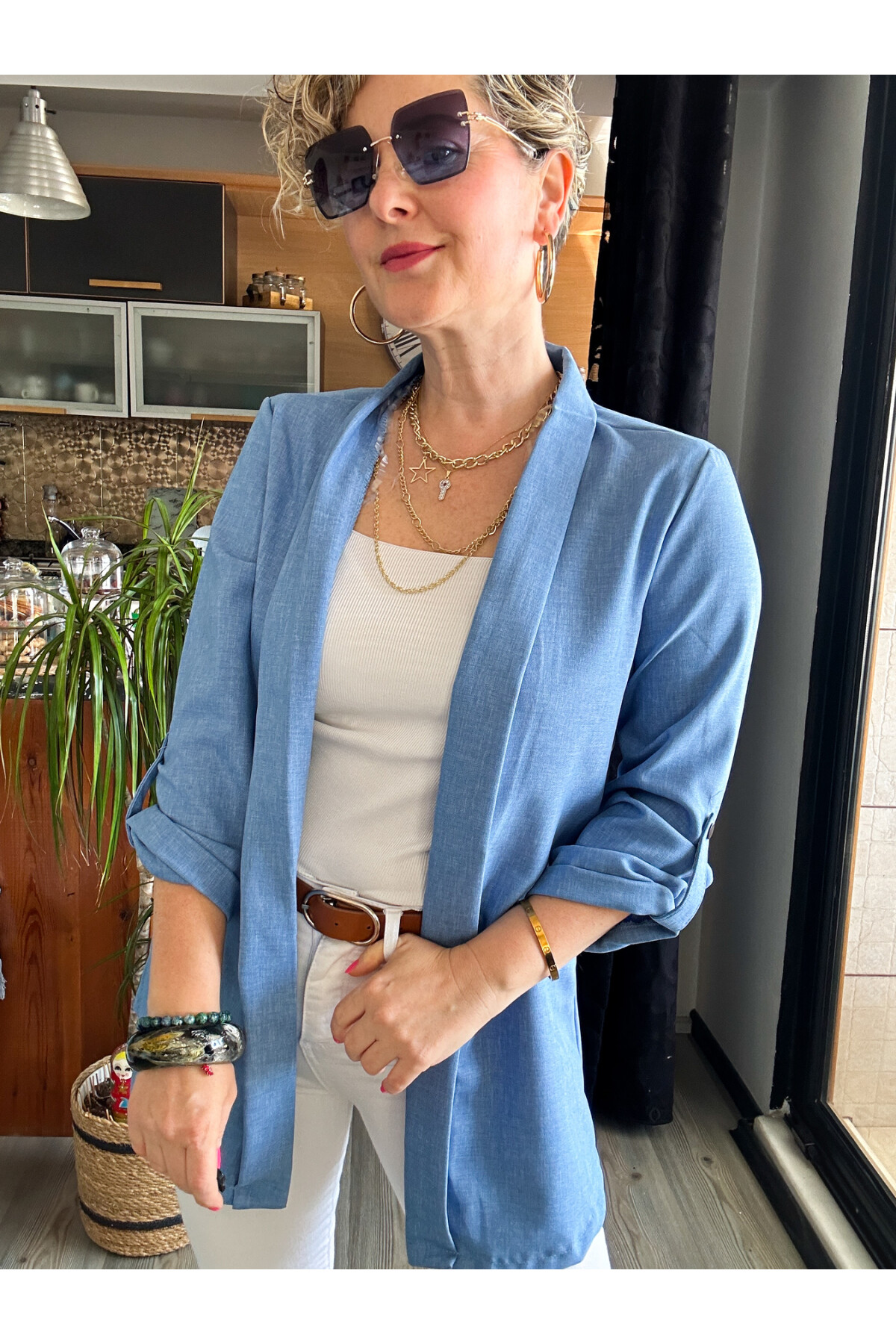 Cassido Kol Detay Zara Model Ceket Bebe Mavi