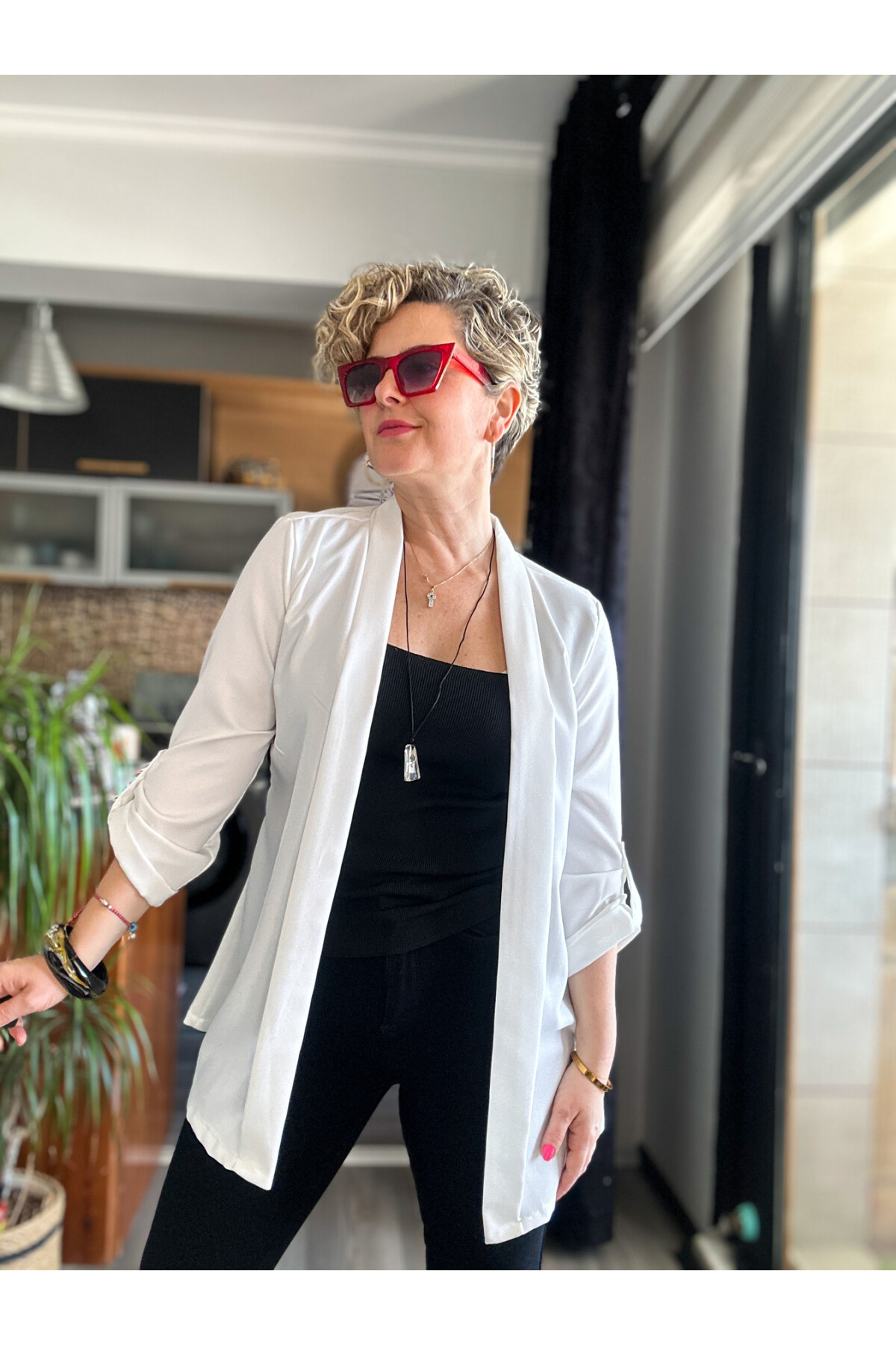 Cassido Kol Detay Zara Model Ceket Beyaz