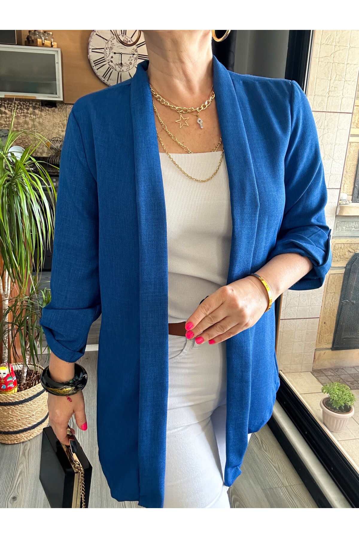 Cassido Kol Detay Zara Model Ceket Mavi