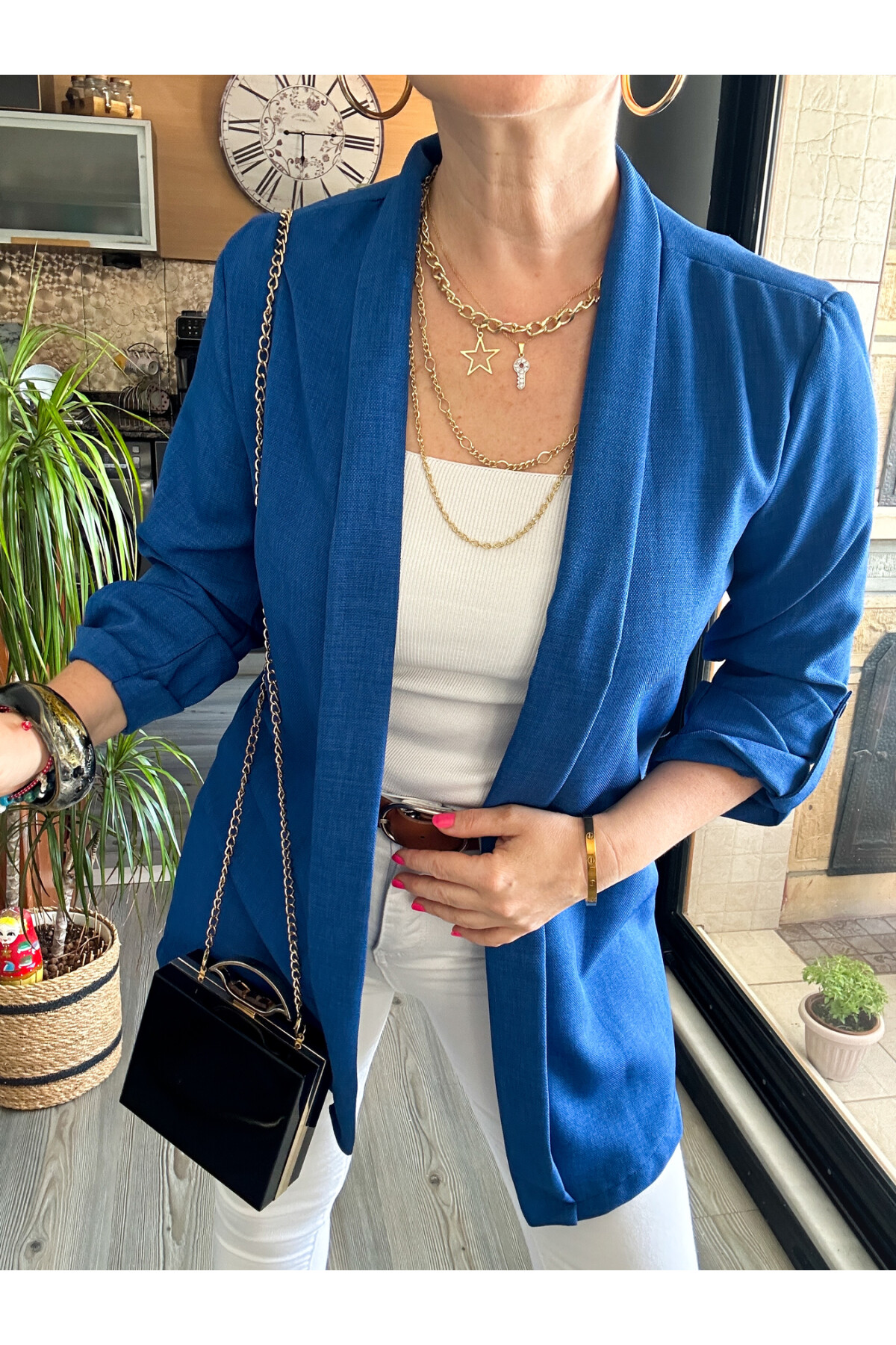 Cassido Kol Detay Zara Model Ceket Mavi