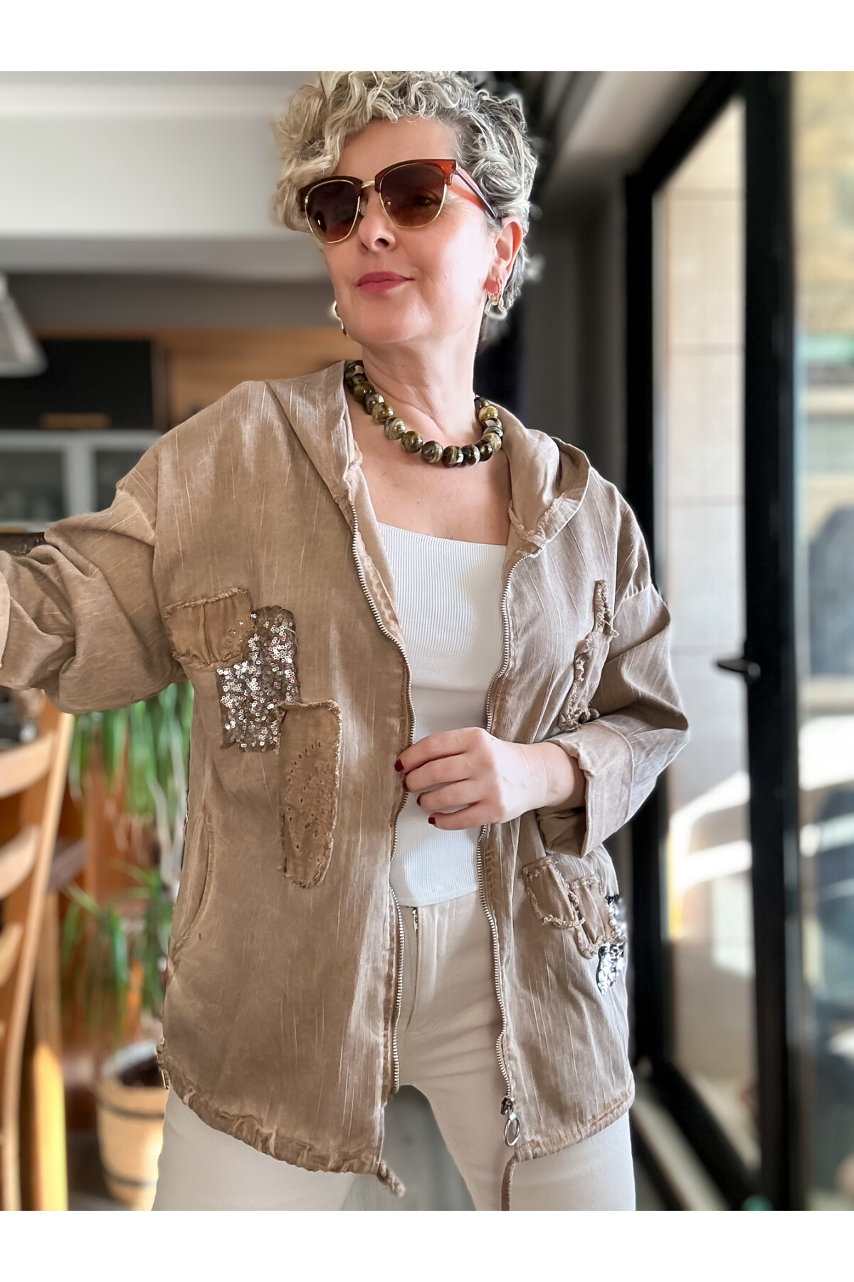 Forri İtalyan Vip Payet Detay Kapşon Çeket Vizon