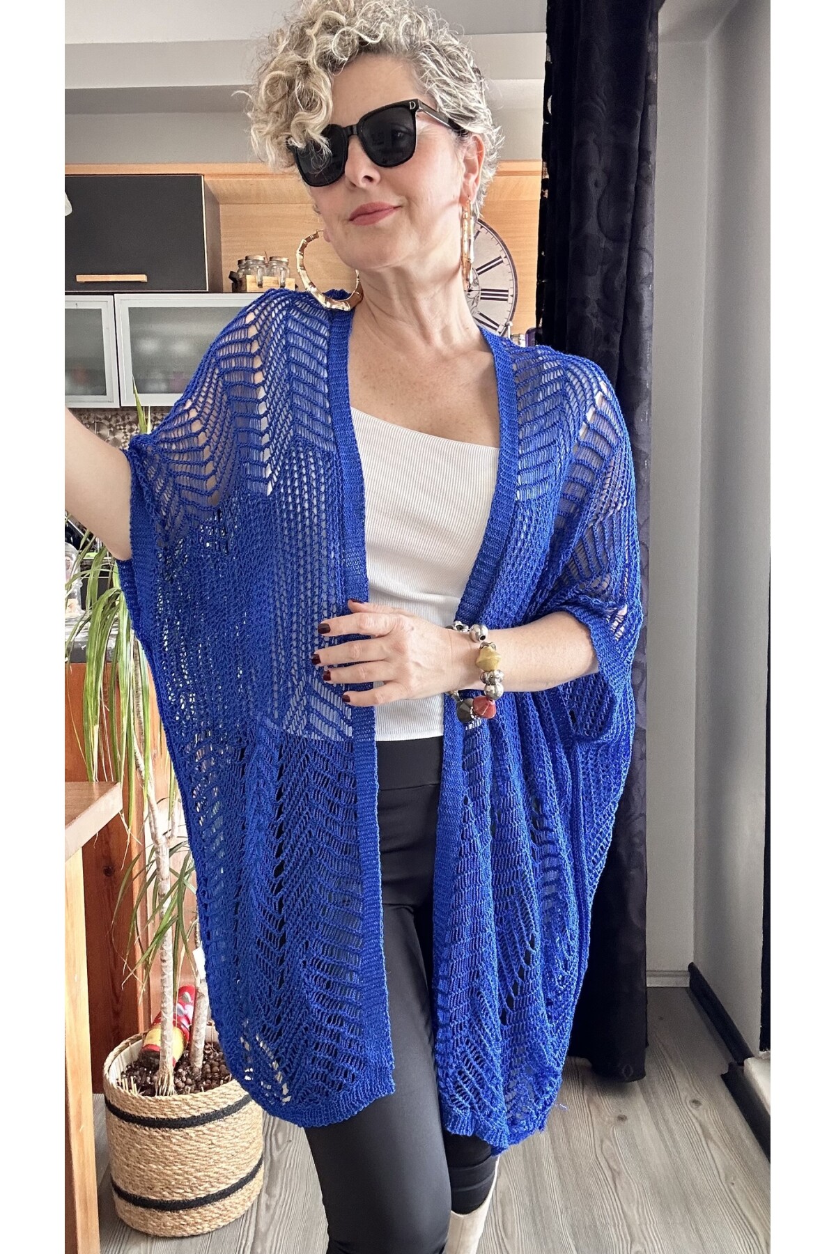 Misa Ajurlu İthal Lase Hırka Mavi