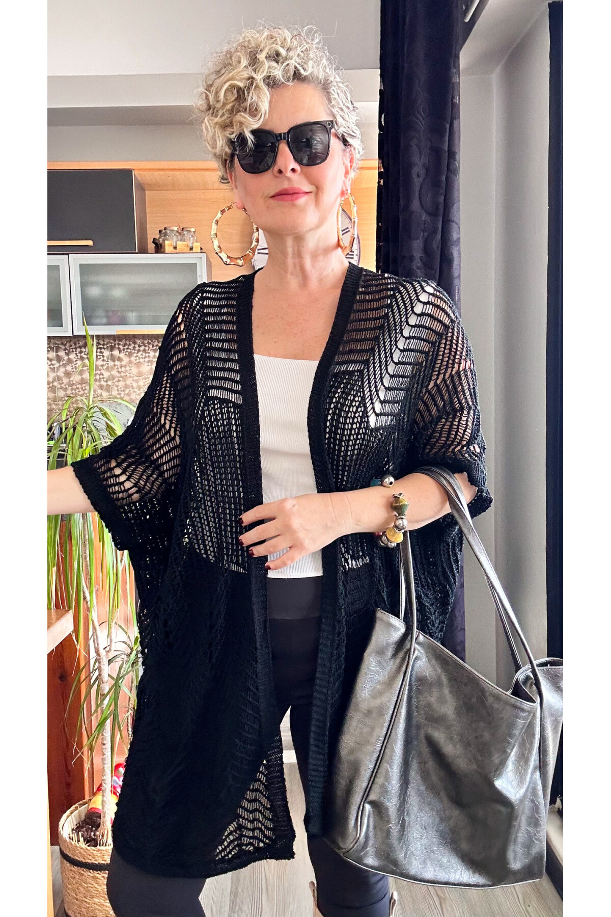 Misa Ajurlu İthal Lase Hırka Siyah