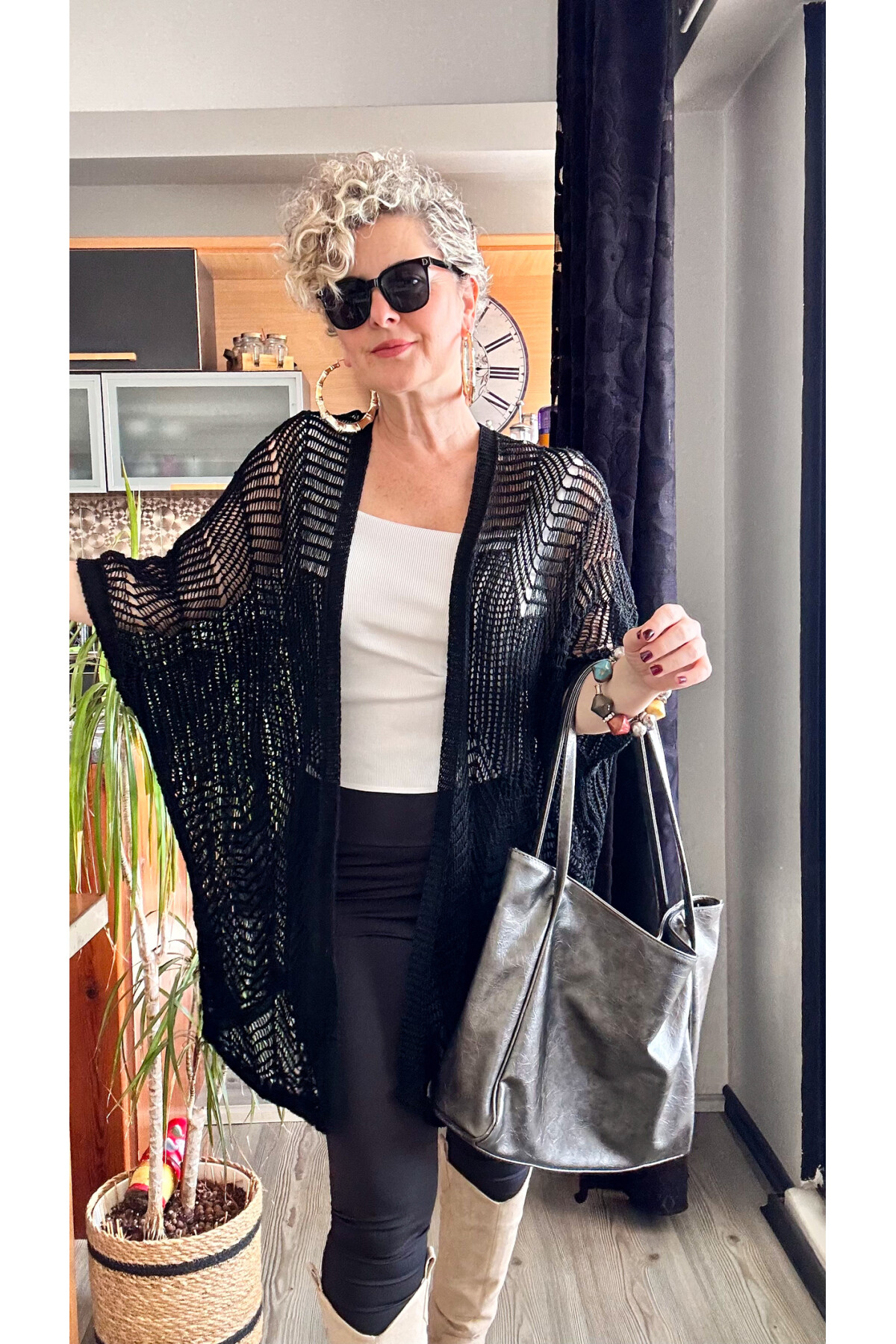 Misa Ajurlu İthal Lase Hırka Siyah