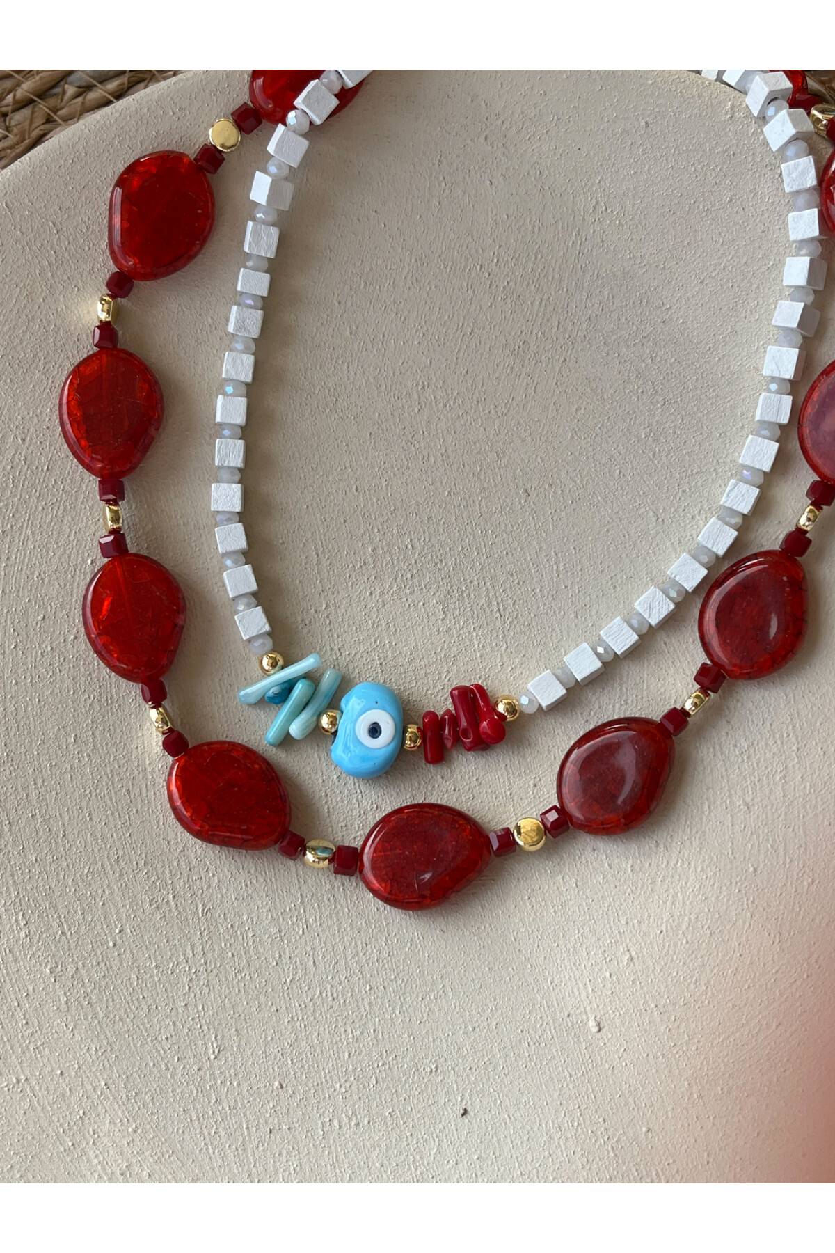 Nazar Doğal Taş Görünüm Lapisum Kolye