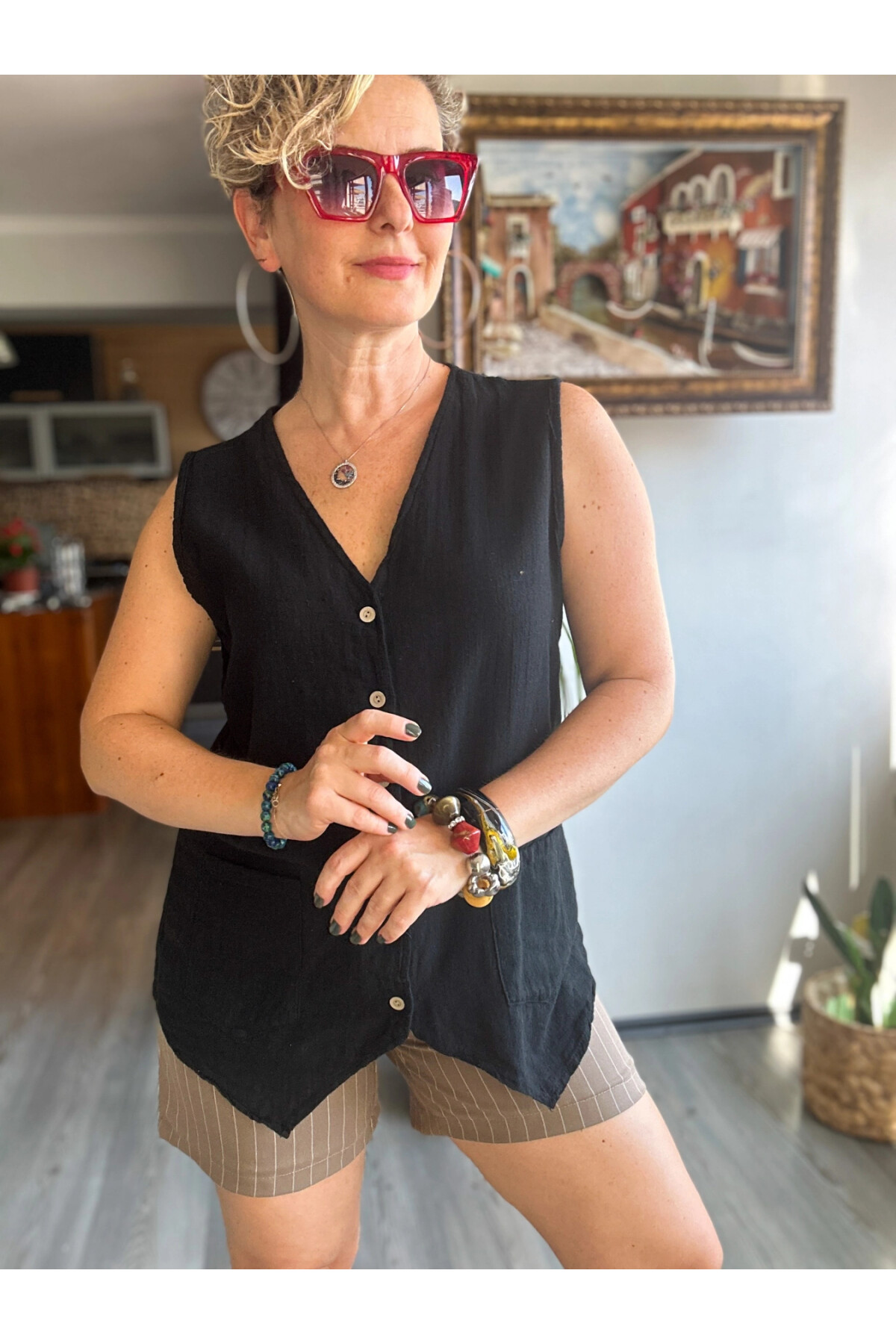 Nepa Tasarım Bluz Yelek Siyah