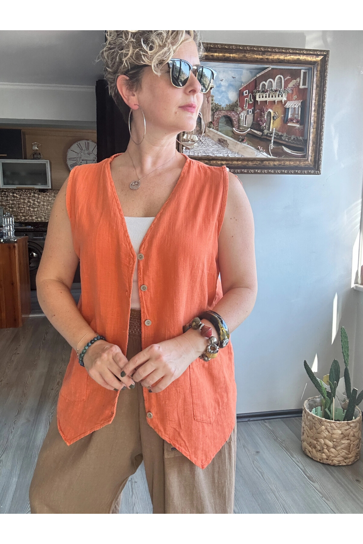 Nepa Tasarım Bluz Yelek Turuncu
