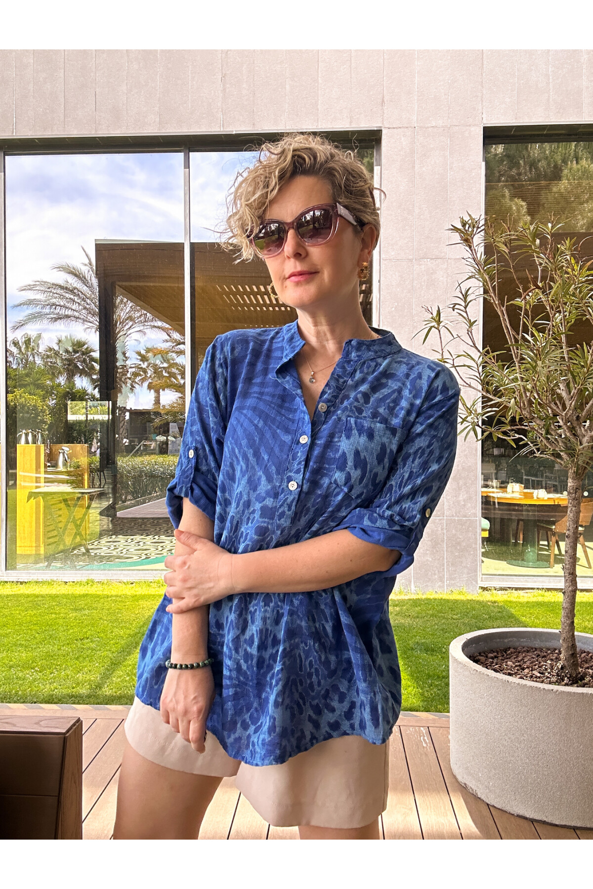 Perotti İtalyan Desenli Salaş Gömlek Sax