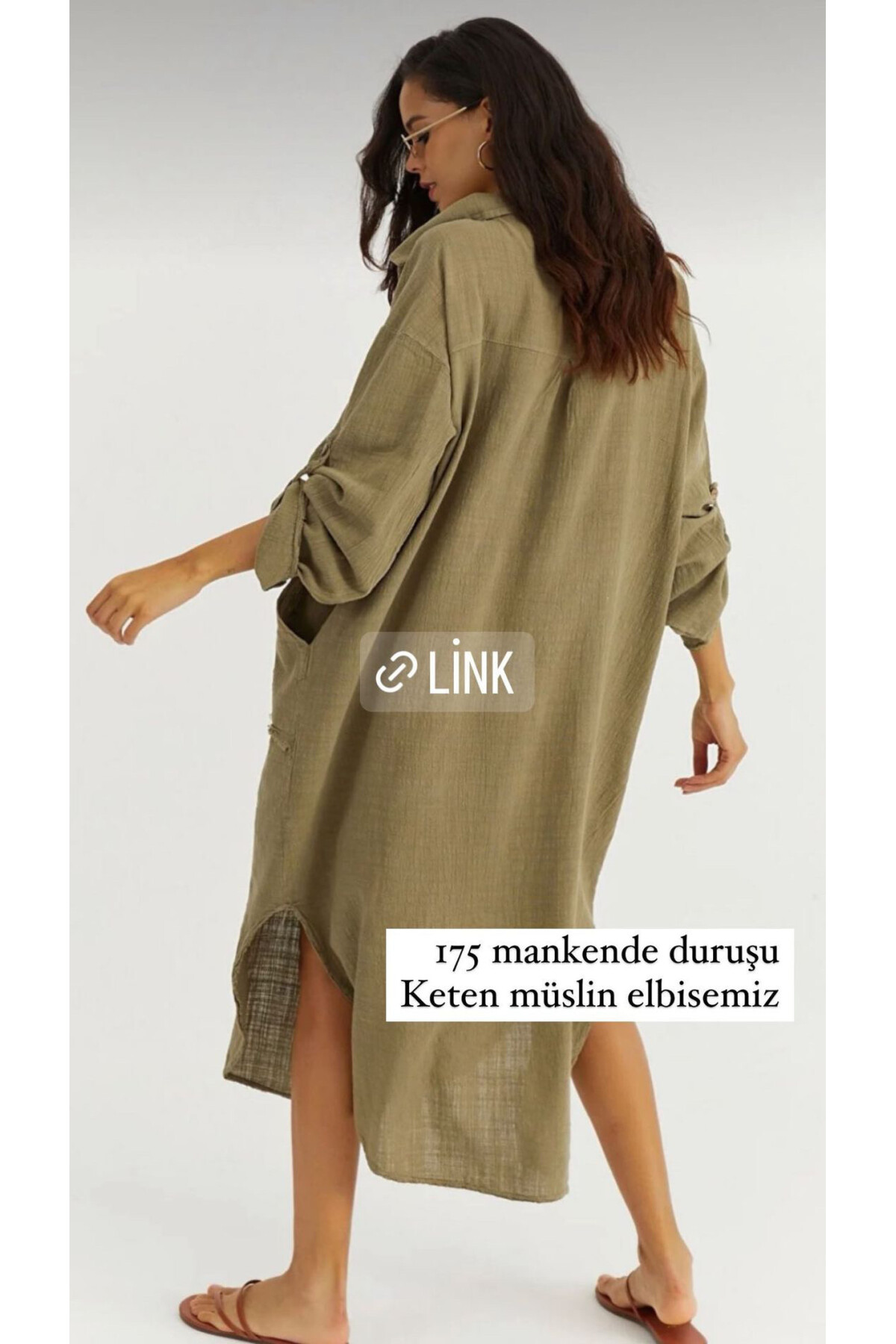 Ptk Yarım Pat Cepli Elbise Haki Yeşil
