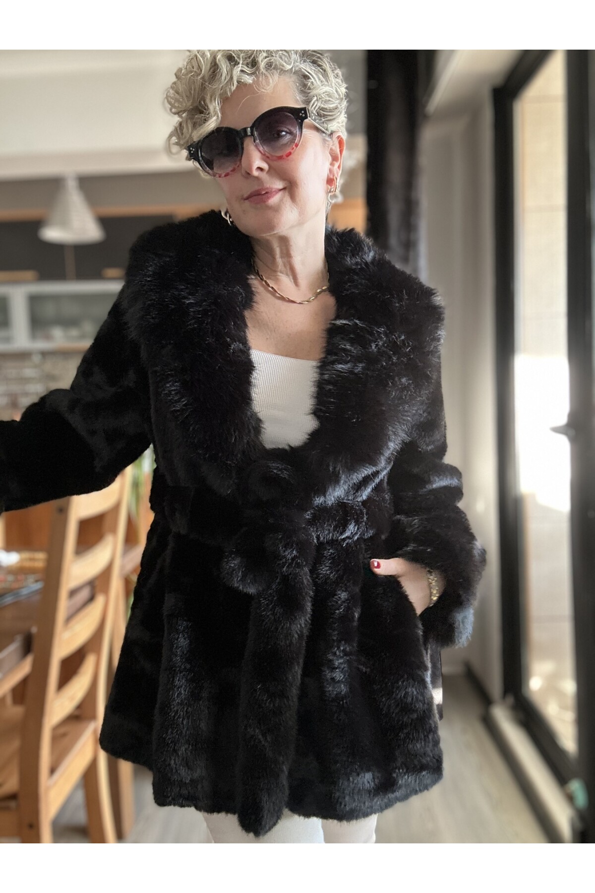 Rennes İthal Kısa Kürk Siyah