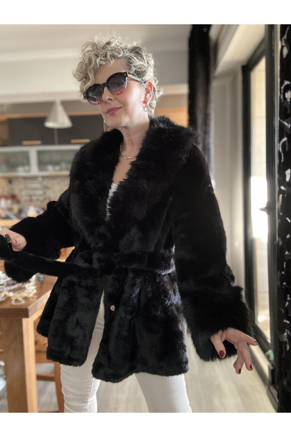 Rennes İthal Kısa Kürk Siyah