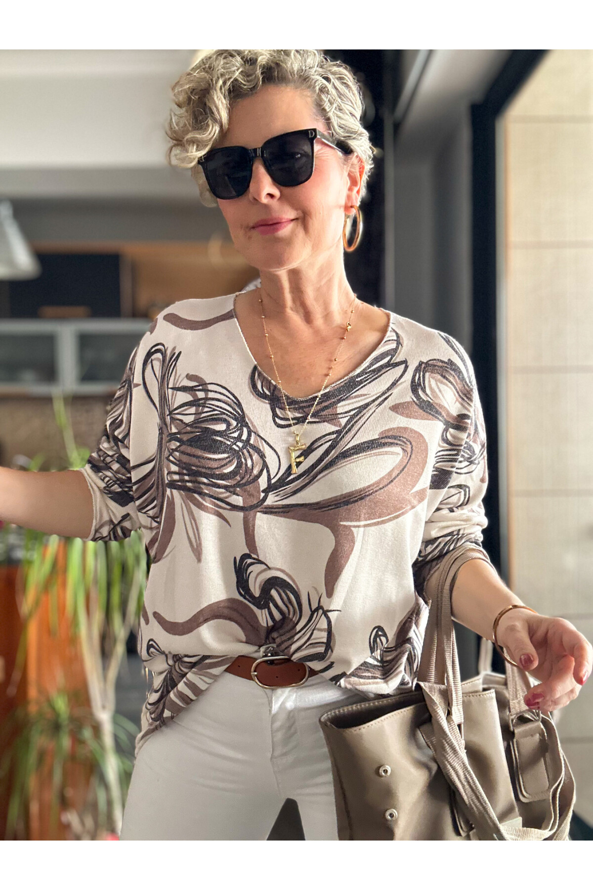 Ricci İtalyan Rafya Desen Angora Triko Bej