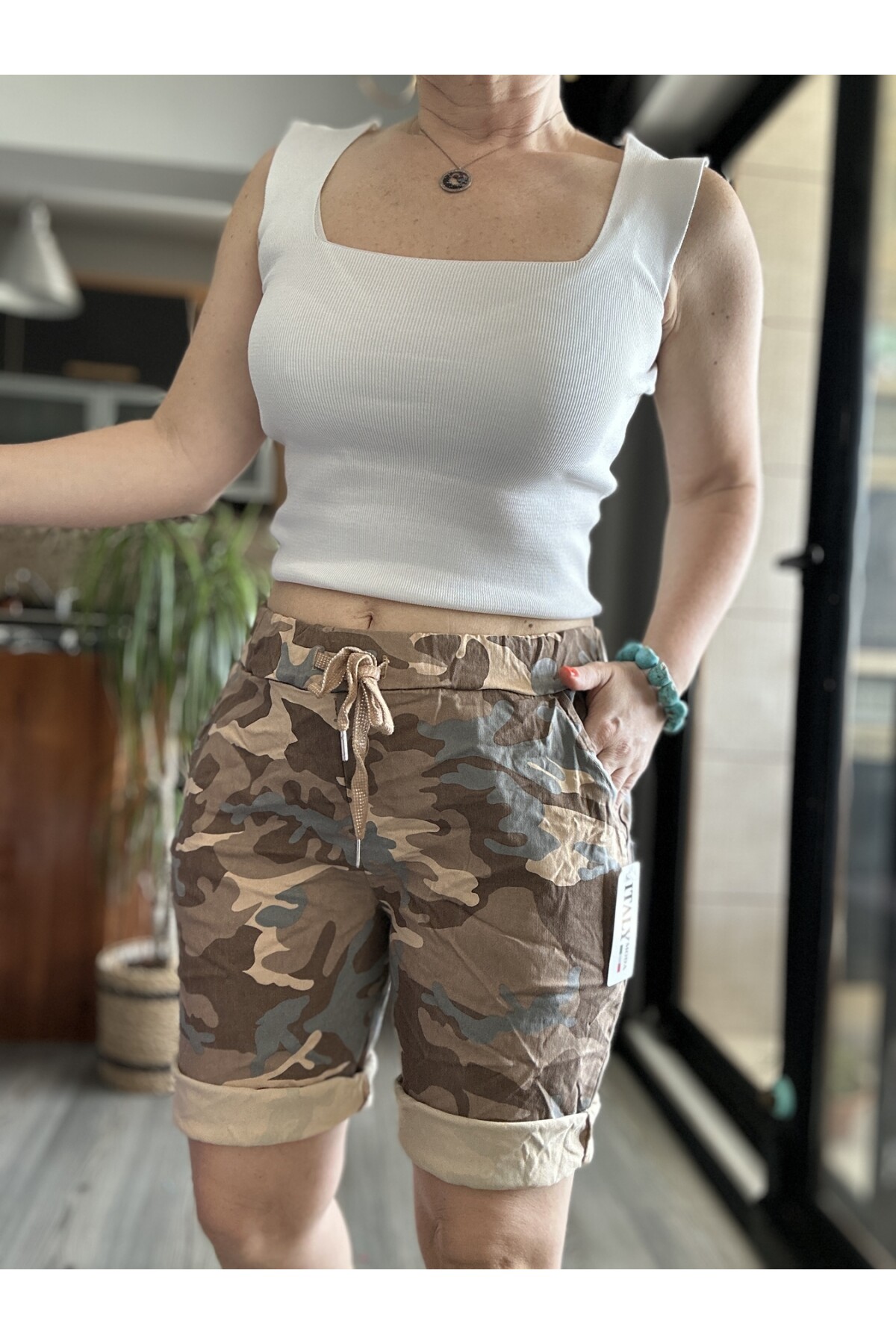 Stella İtalyan Kamuflaj Camel Şort