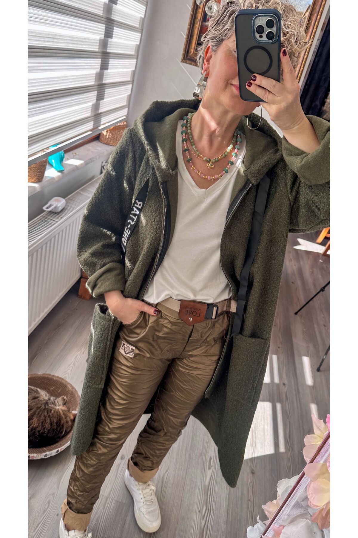 Toscani İtalyan Love Kemerli Deri Pantolon Bakır