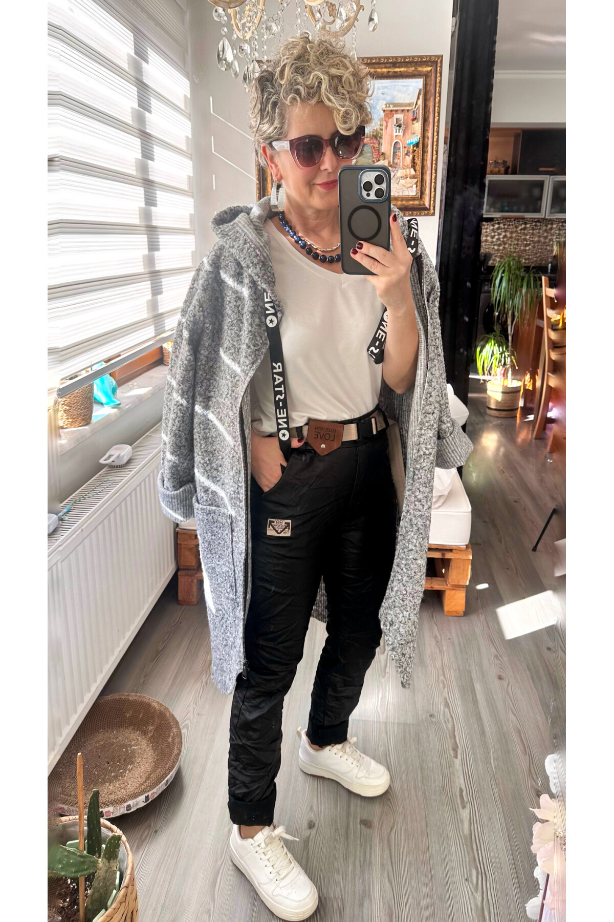 Toscani İtalyan Love Kemerli Deri Pantolon Siyah