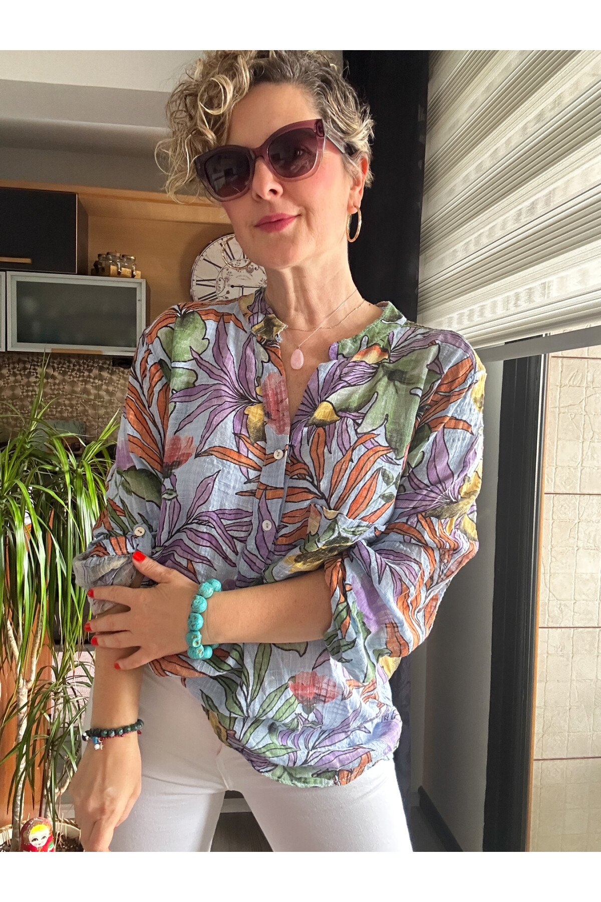 Vektör Yaprak Desen İtalyan Gömlek İndigo