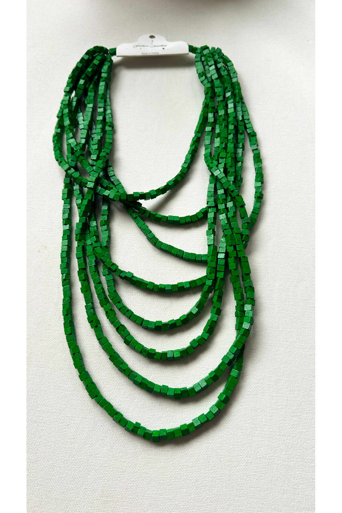 Yeşil Tahta Otantik Sekiz Sıra Kolye