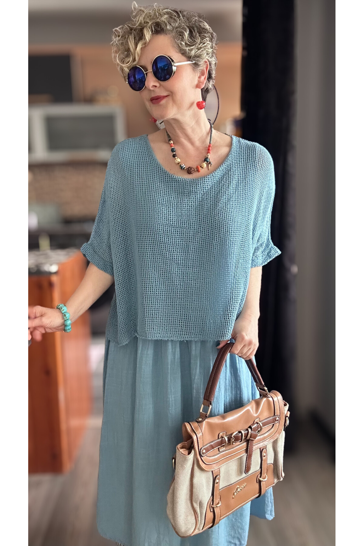 Abitare İtalyan Fisto File Detay Vip Elbise İndigo Mavi