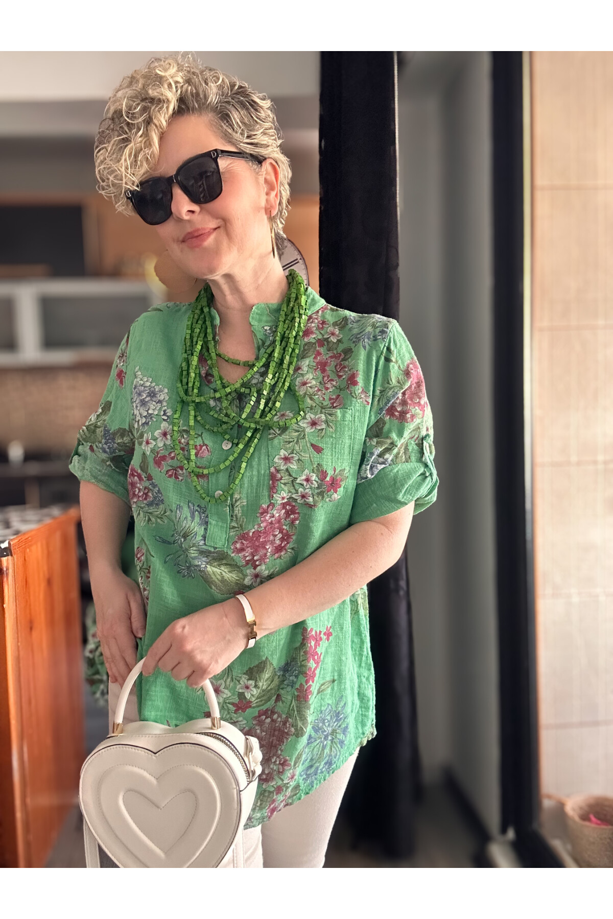 Alto Ortanca Desen İtalyan Gömlek Yeşil