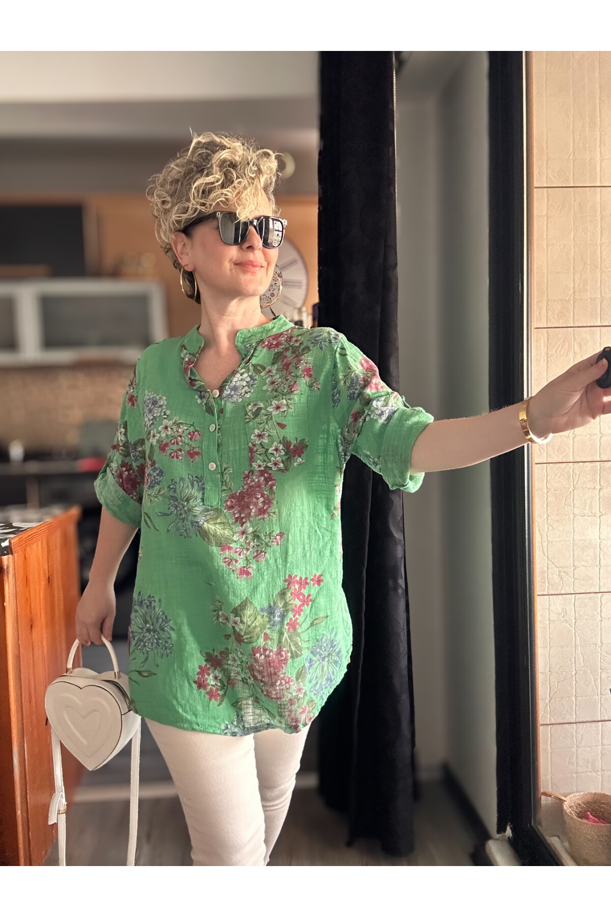 Alto Ortanca Desen İtalyan Gömlek Yeşil