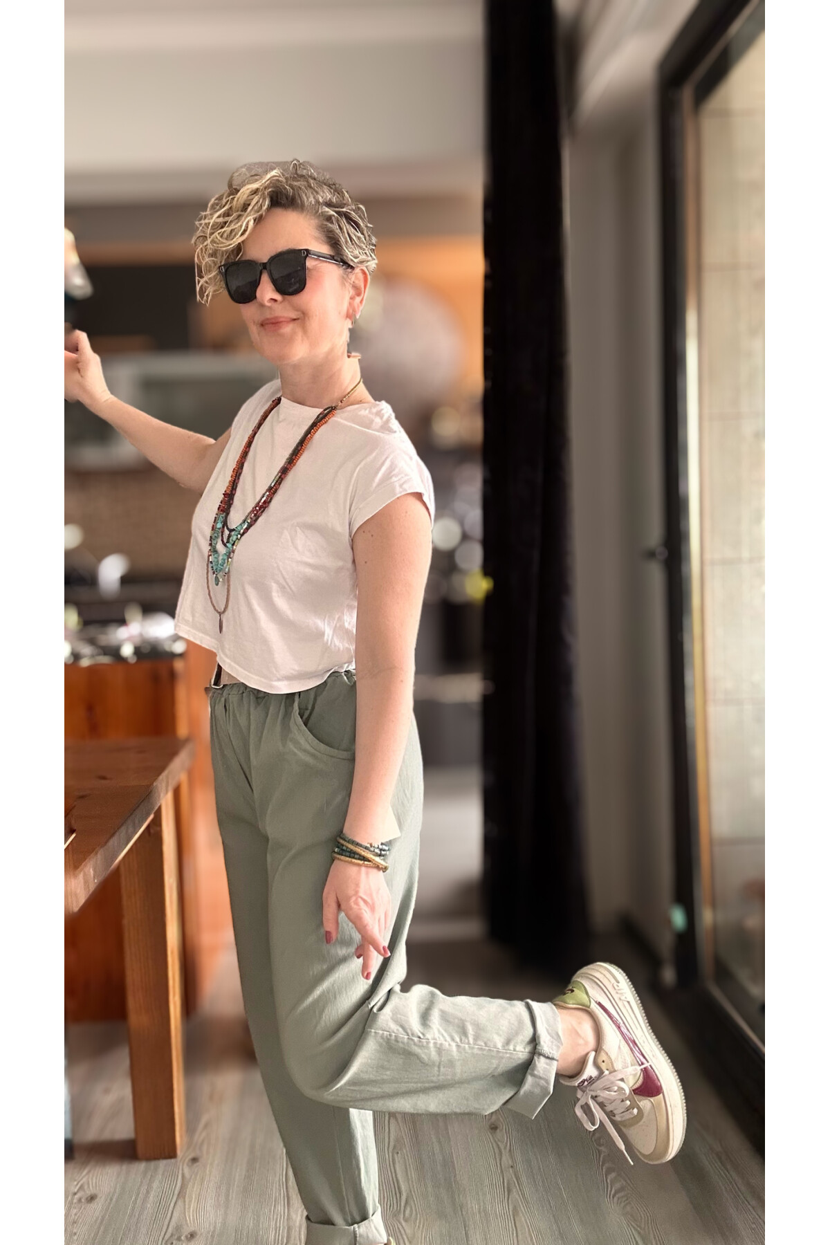 Betty İtalyan Balon Kemerli Pantolon Haki