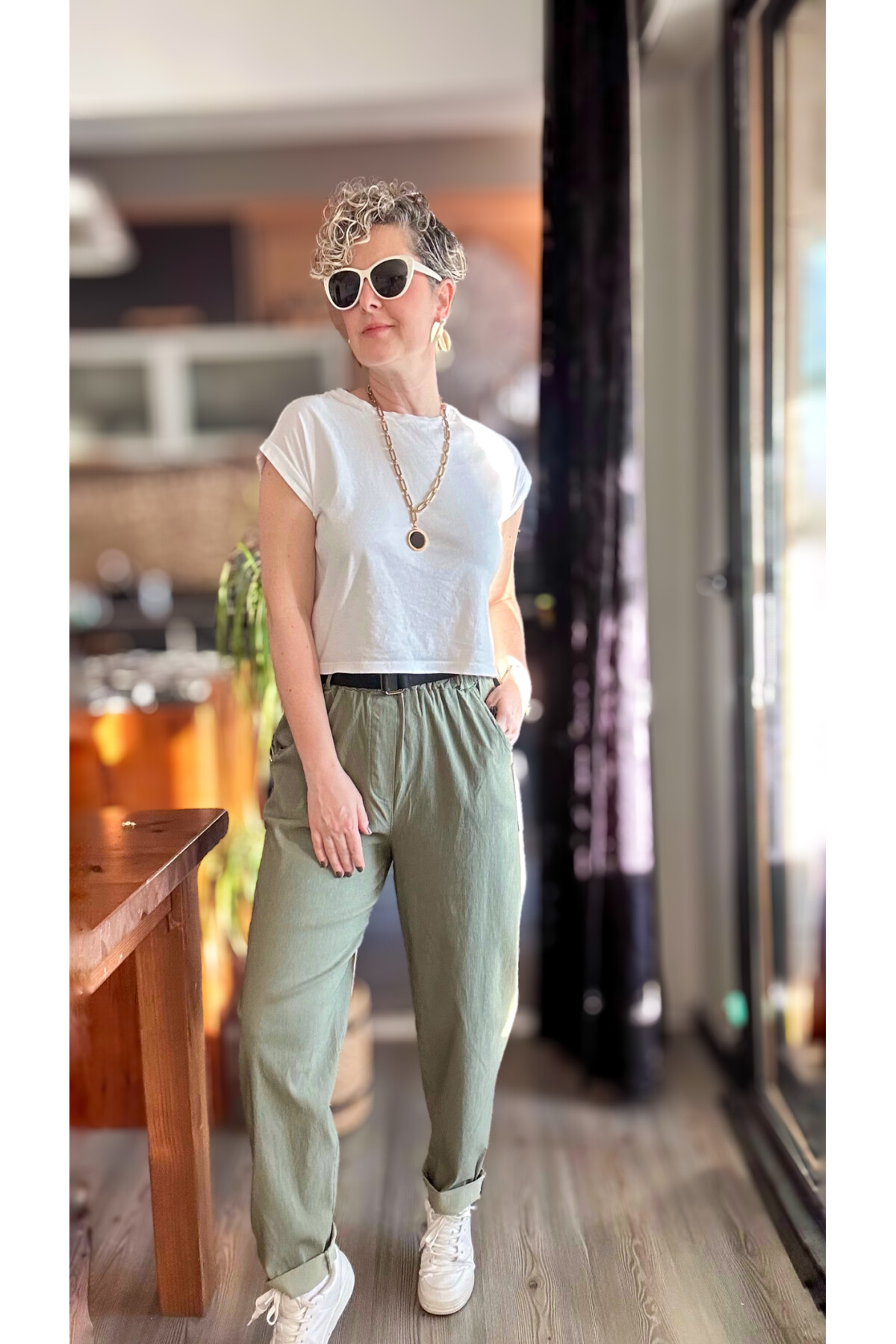 Capello İtalyan Balon Kemerli Pantolon Haki Yeşil