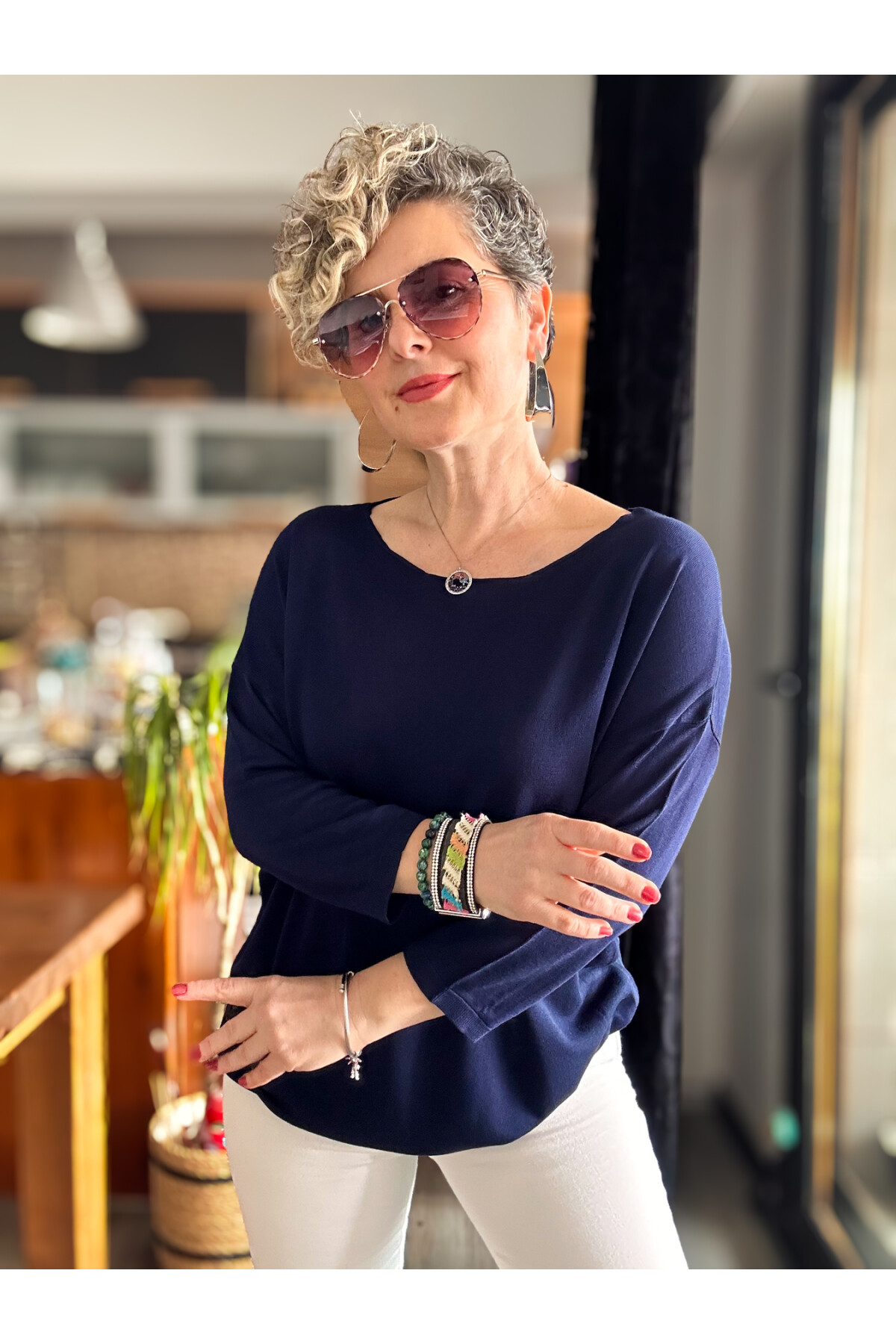 Cuppa Yuvarlak Yaka Mevsimlik Lacivert Basic Triko