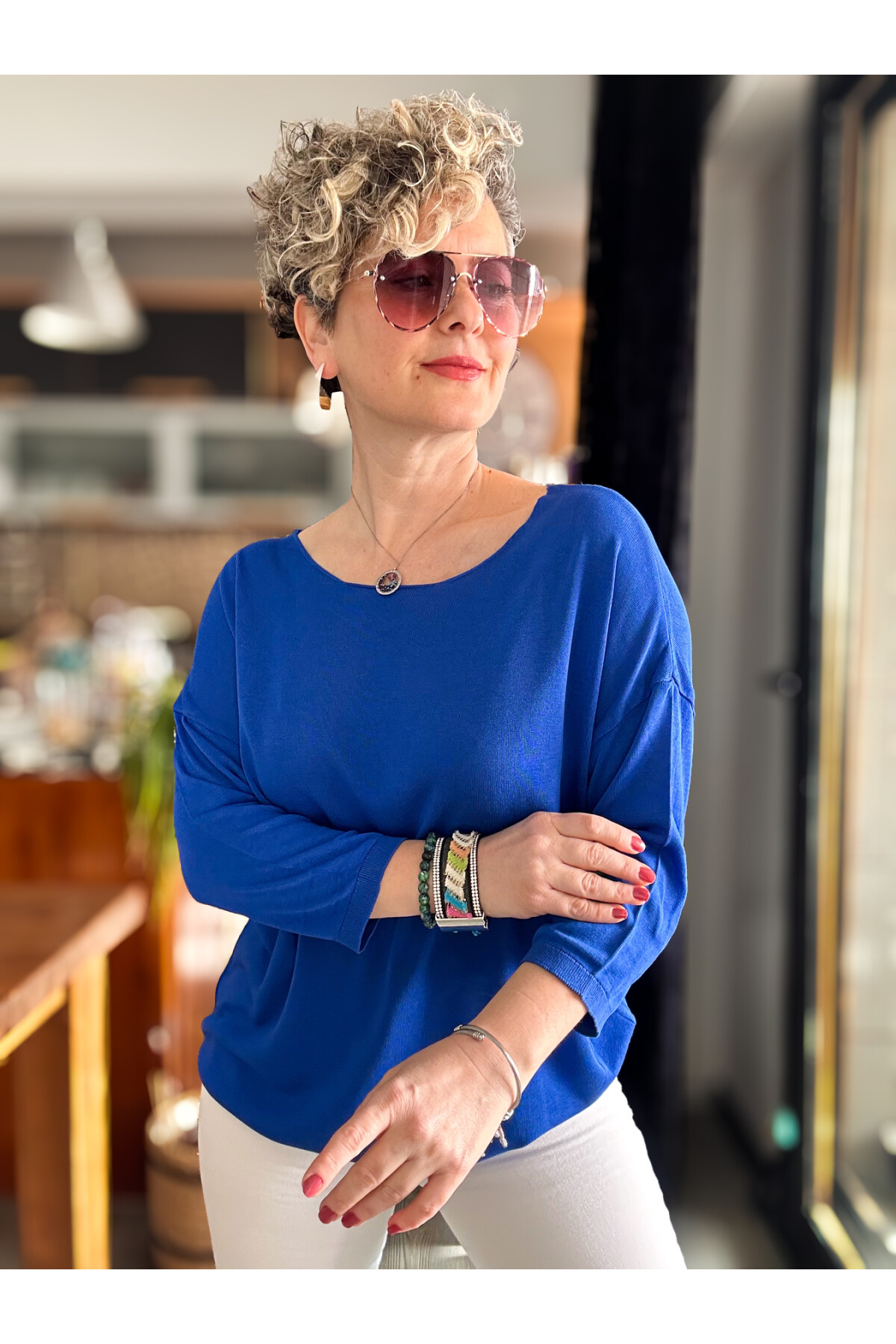 Cuppa Yuvarlak Yaka Mevsimlik Saks Basic Triko