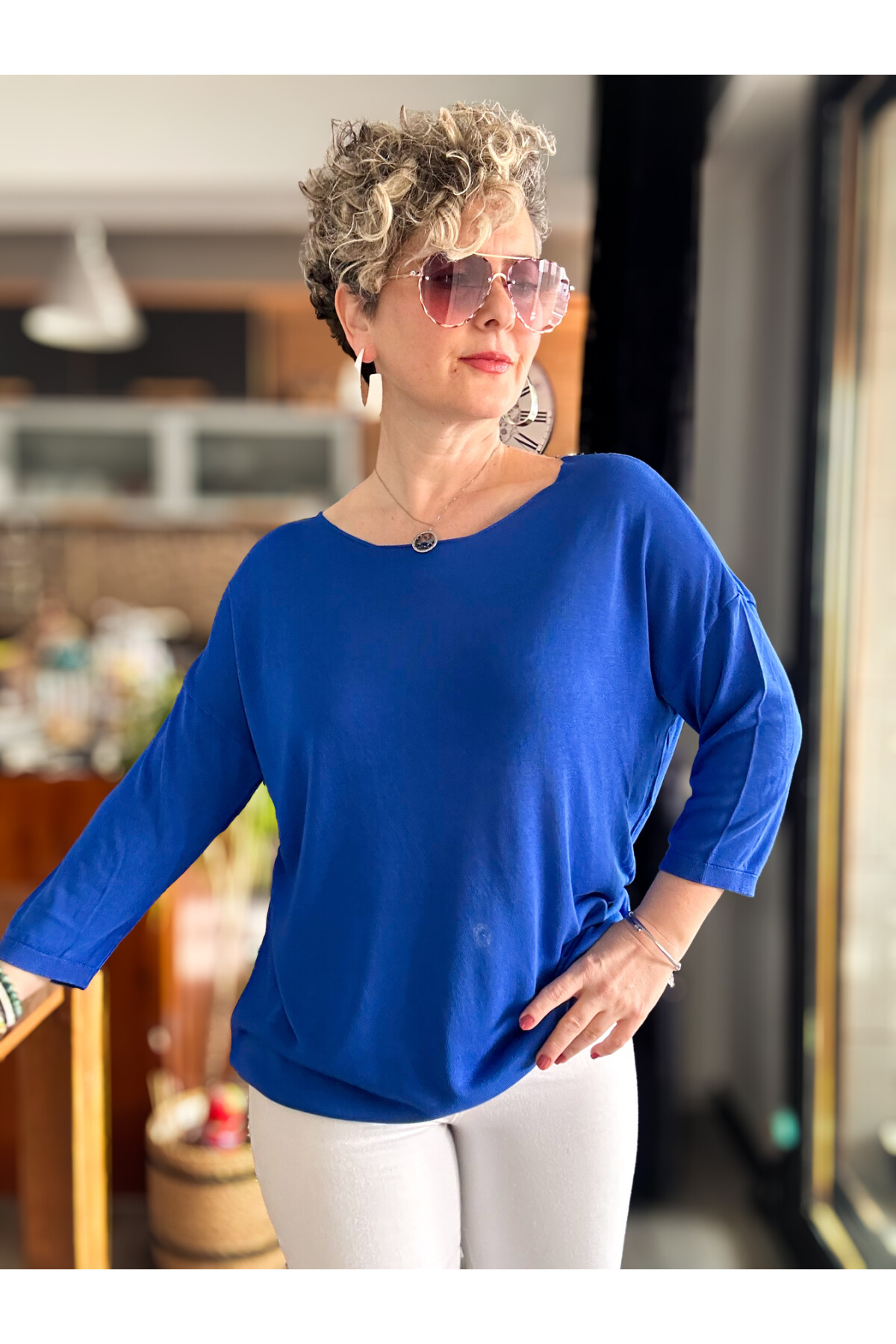 Cuppa Yuvarlak Yaka Mevsimlik Saks Basic Triko