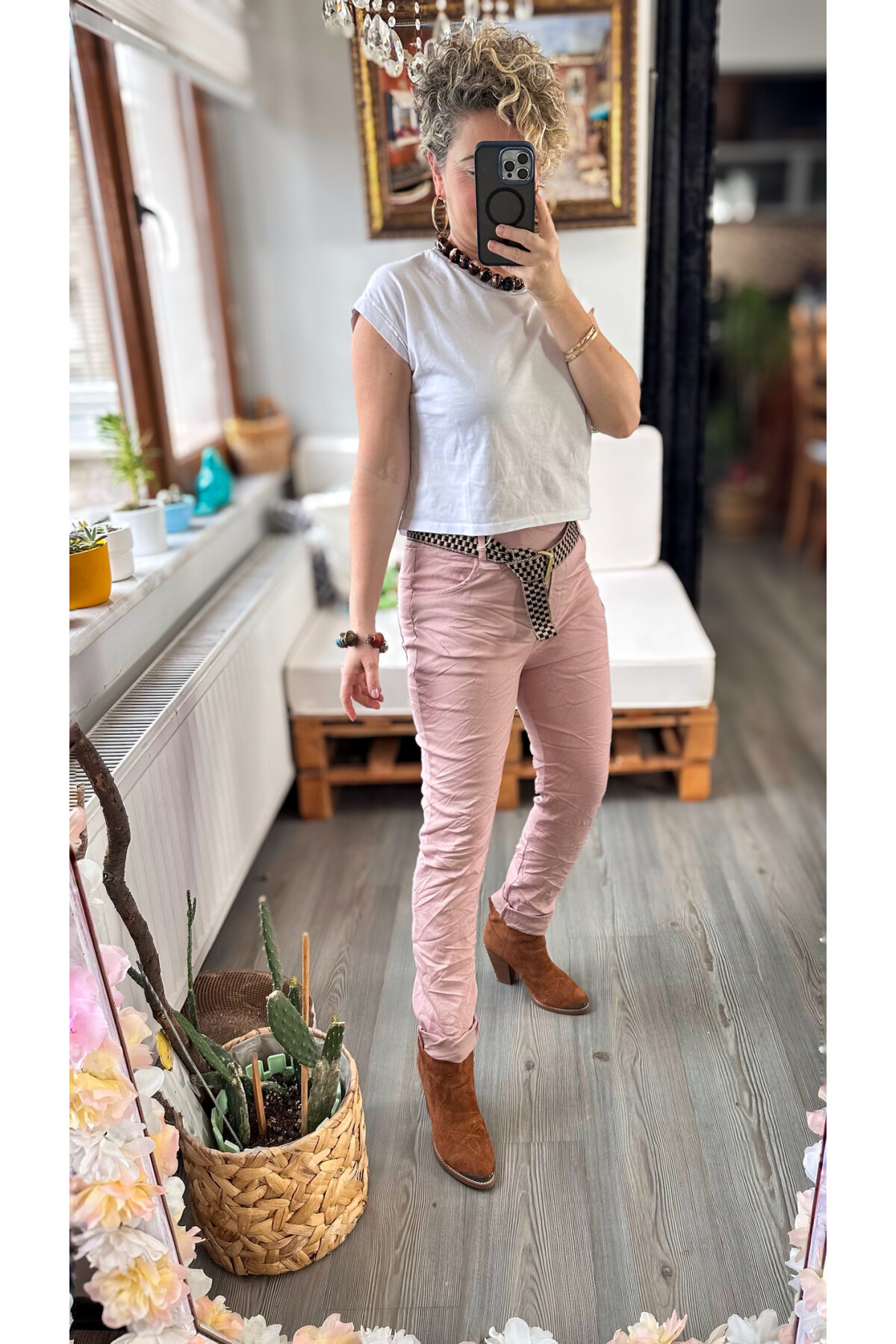 Dani İtalyan Kemer Detaylı Sihirli Pantolon Pudra