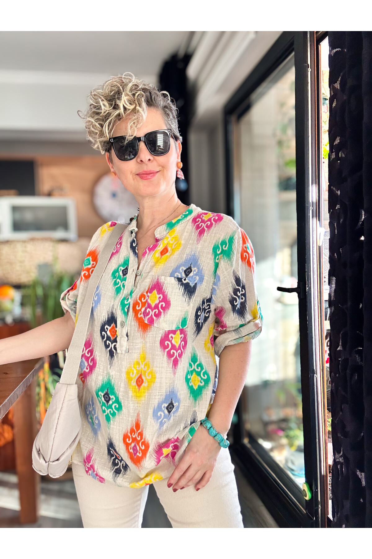 Diga Seramik Desen İtalyan Gömlek Beyaz