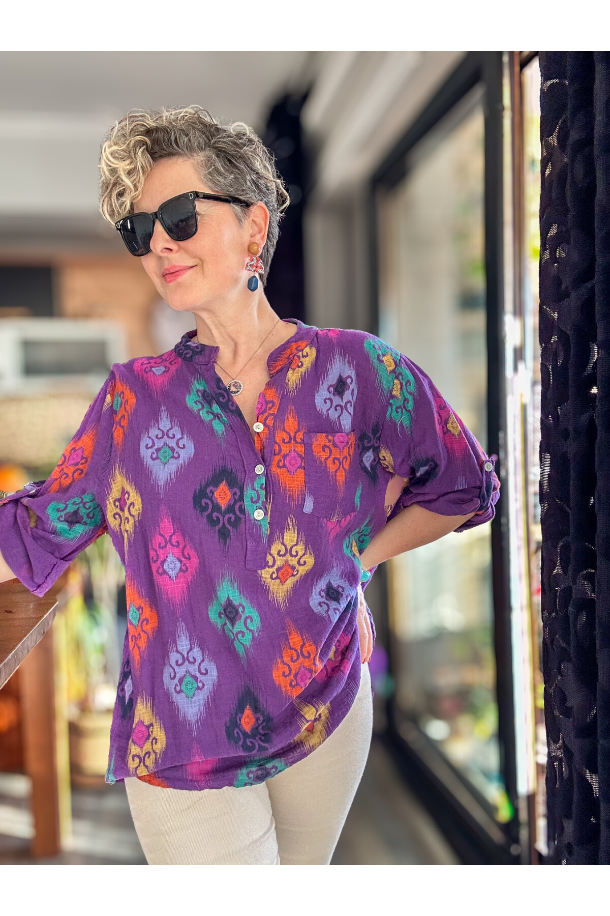 Diga Seramik Desen İtalyan Gömlek Mor