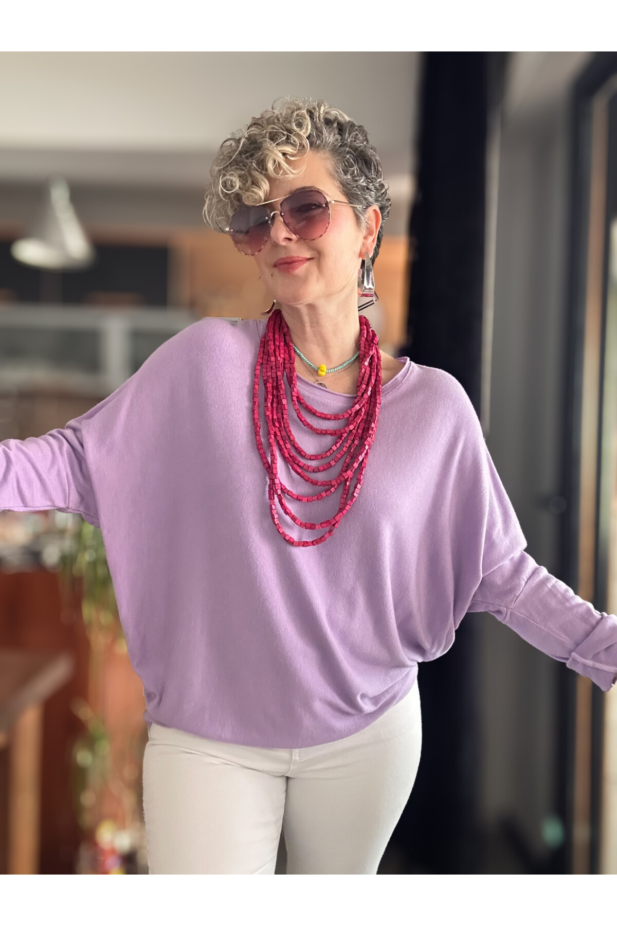 Eddi Soft İtalyan Tasarım Triko Bluz Lila