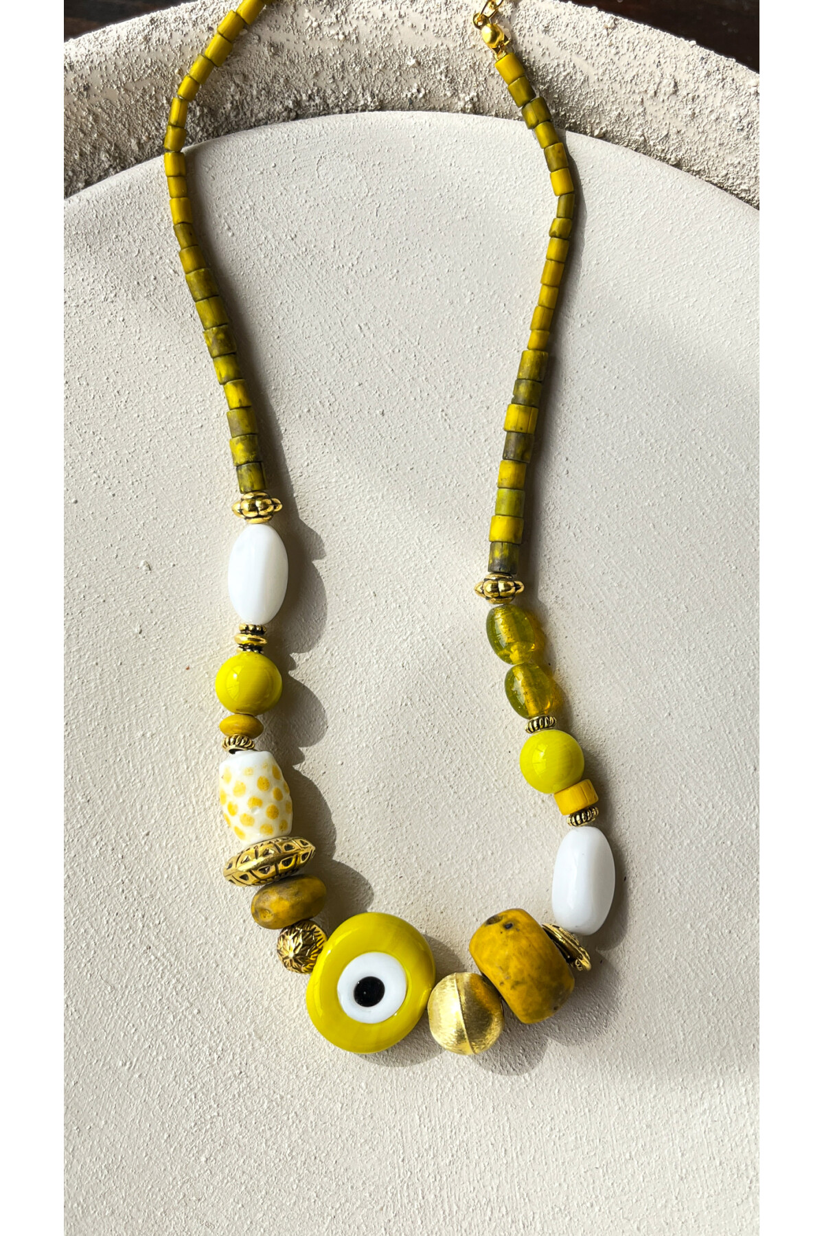 Eterna Pirinç Cam Etnik Kolye