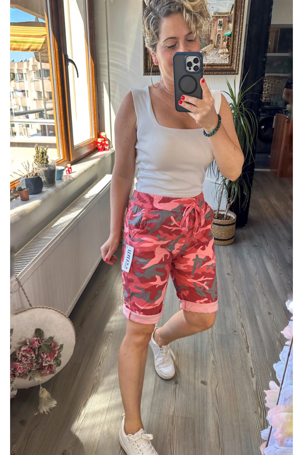 Fammy İtalyan Kamuflaj Şort Somon